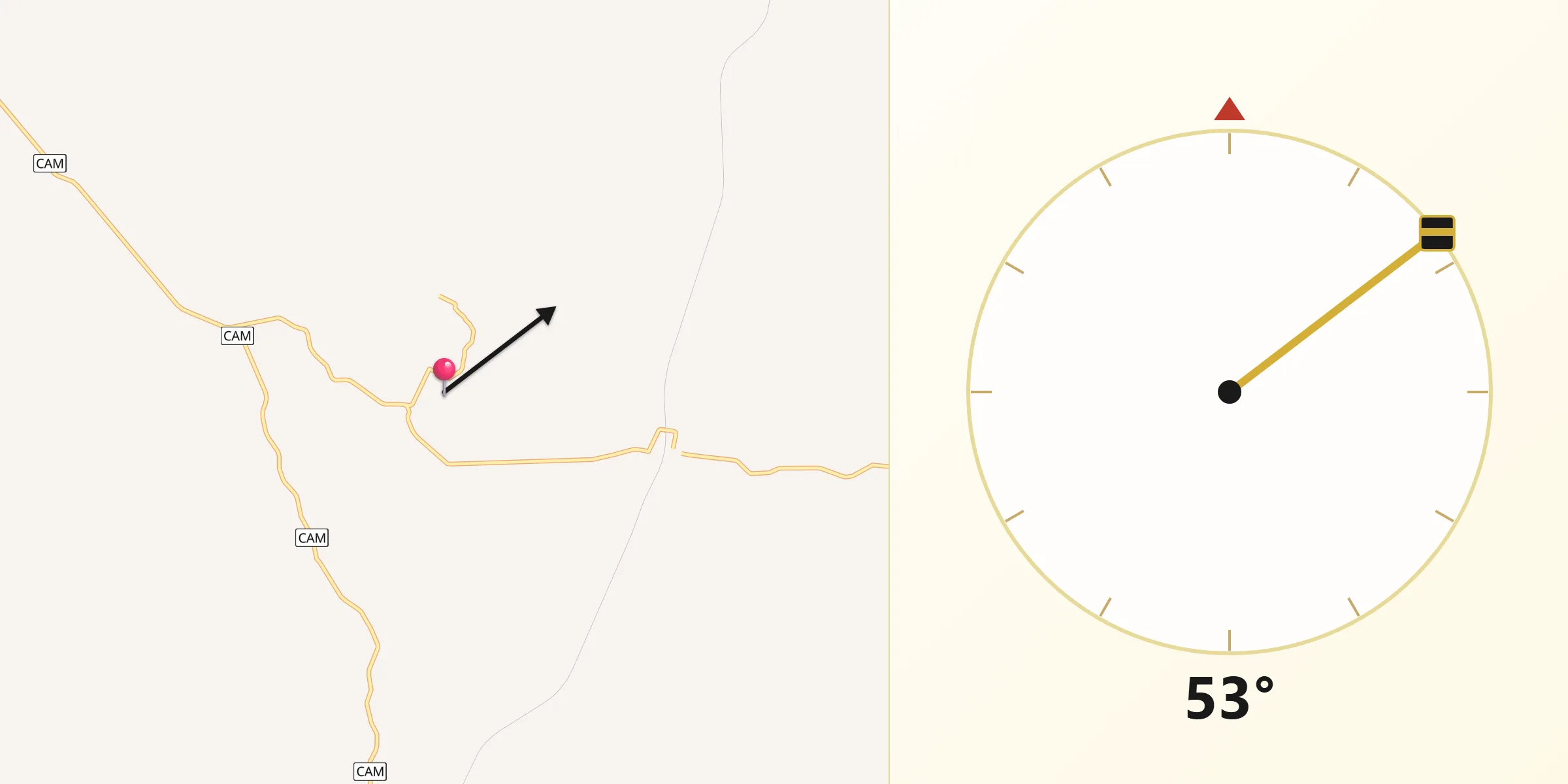 Dirección de la Qibla desde Maya Tecún I