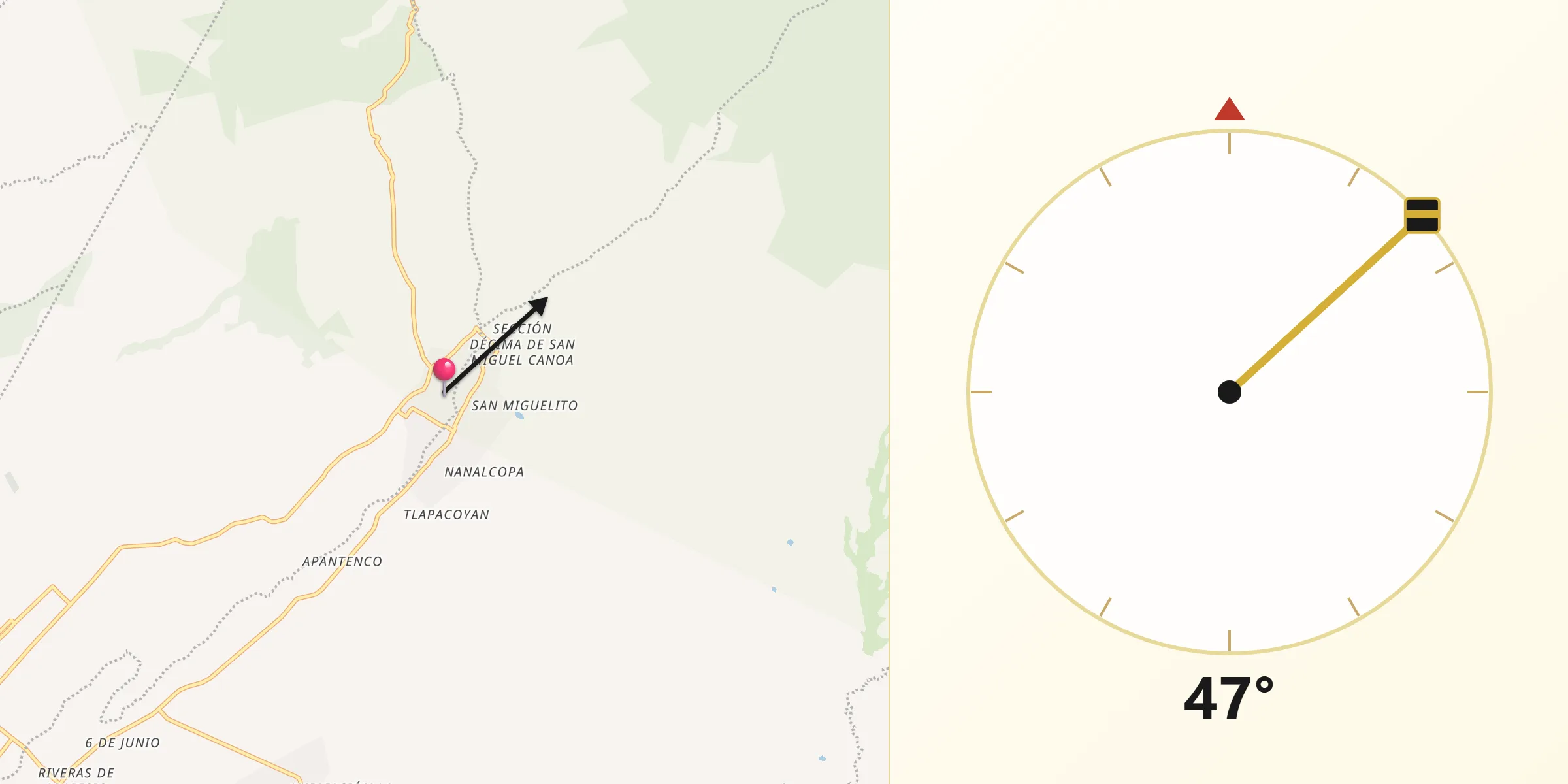 Dirección de la Qibla desde San Isidro Buen Suceso