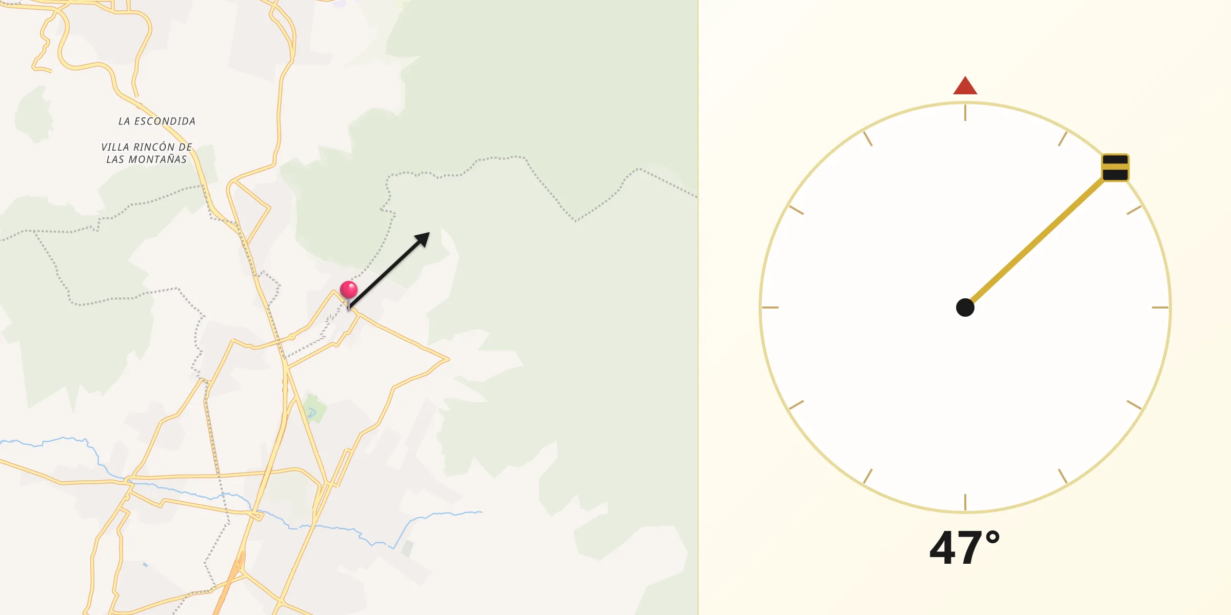 Dirección de la Qibla desde Santa Isabel Chalma