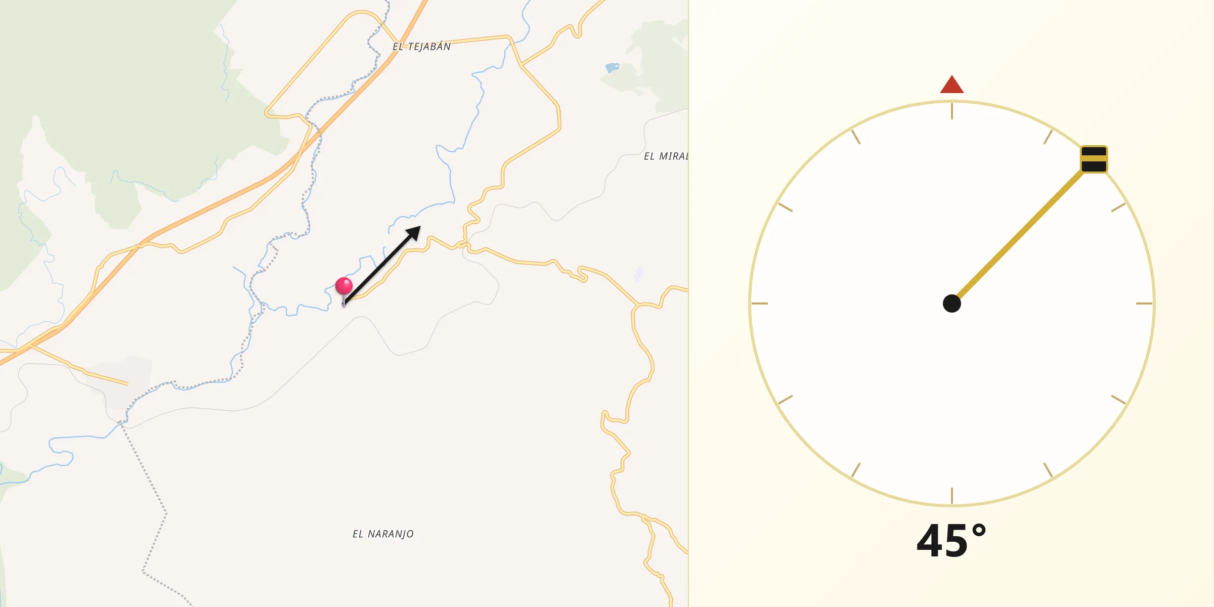 Dirección de la Qibla desde La Ibérica (La Gotera)