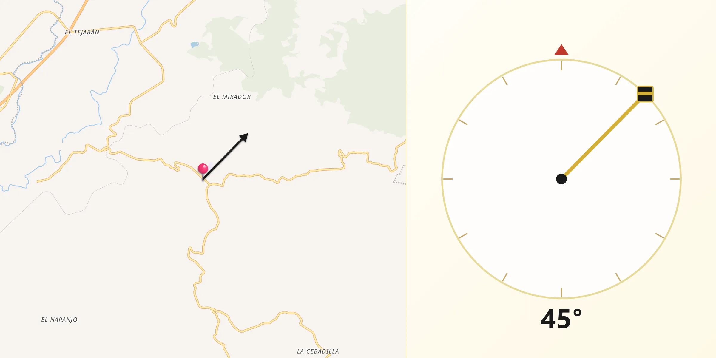 Dirección de la Qibla desde Nuevo Urecho