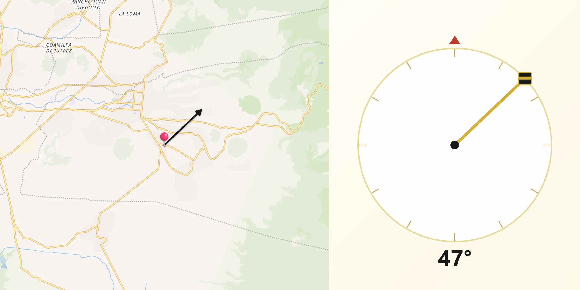 Dirección de la Qibla desde El Águila (La Mesa)