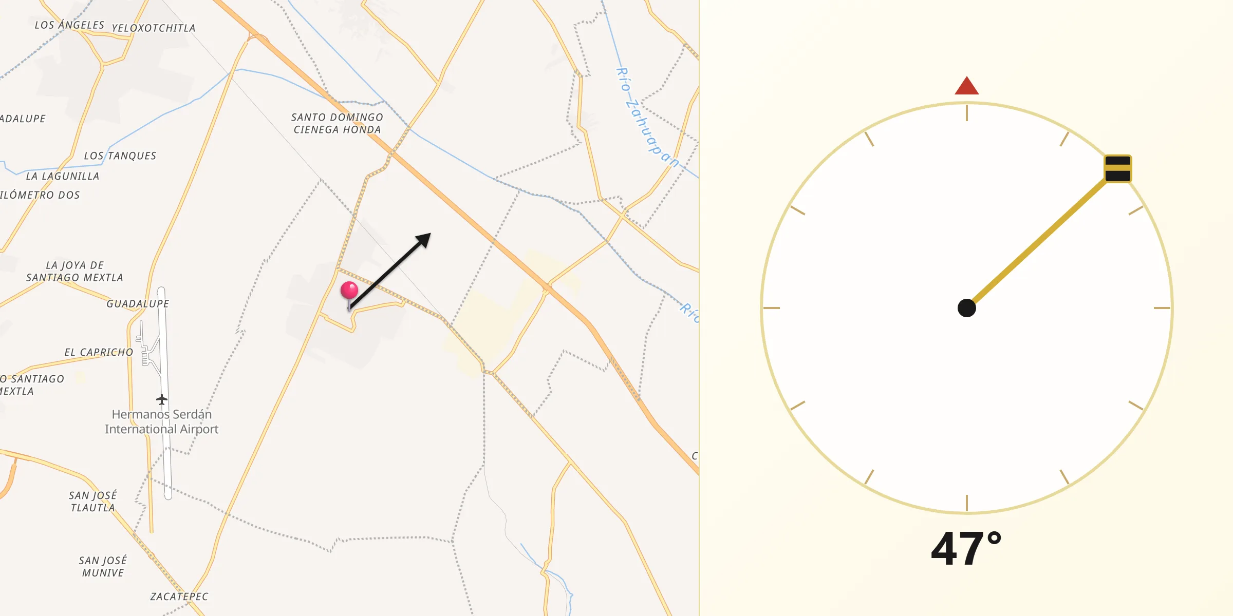 Dirección de la Qibla desde Tlaltenango