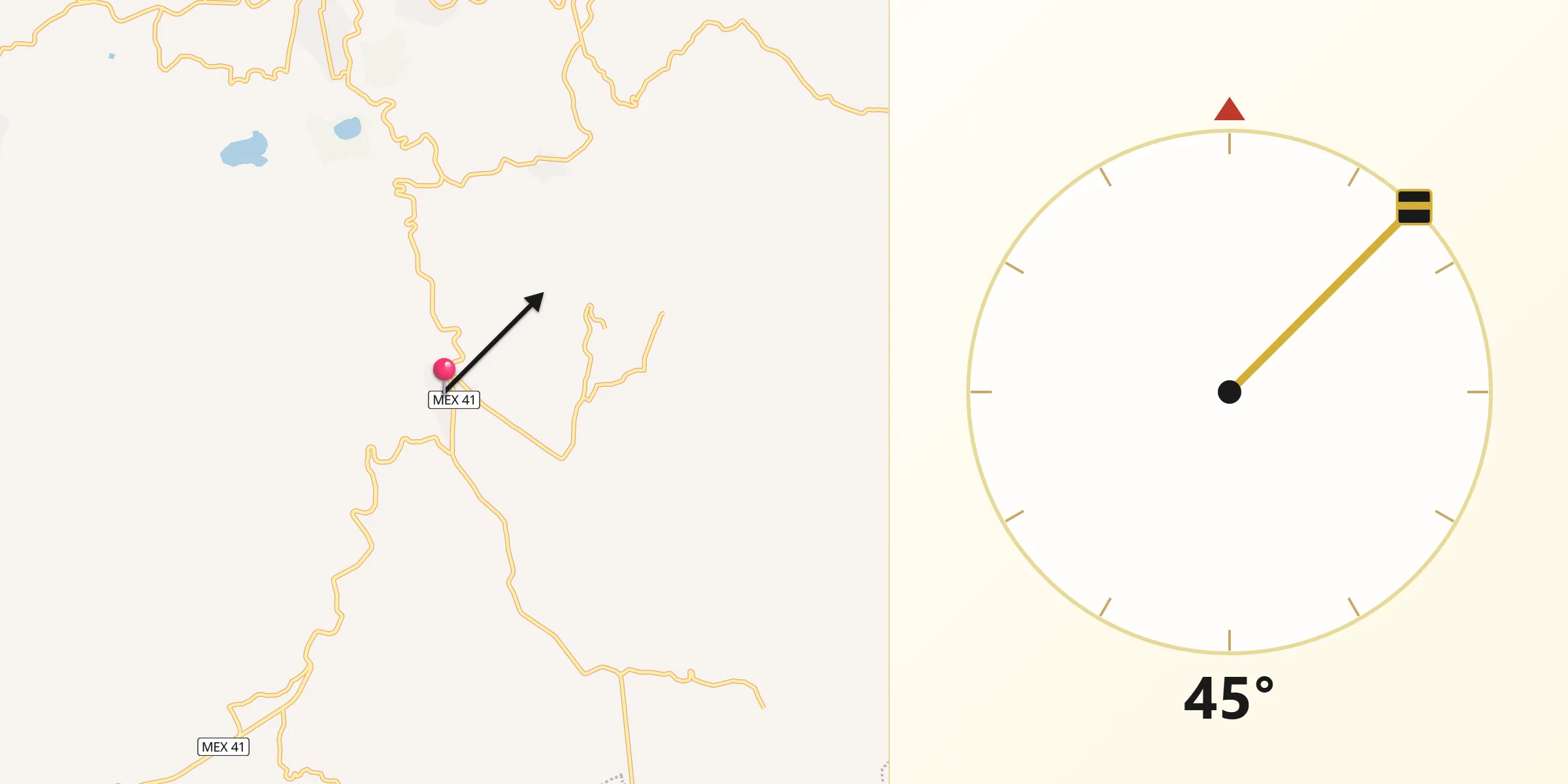 Dirección de la Qibla desde Chupio