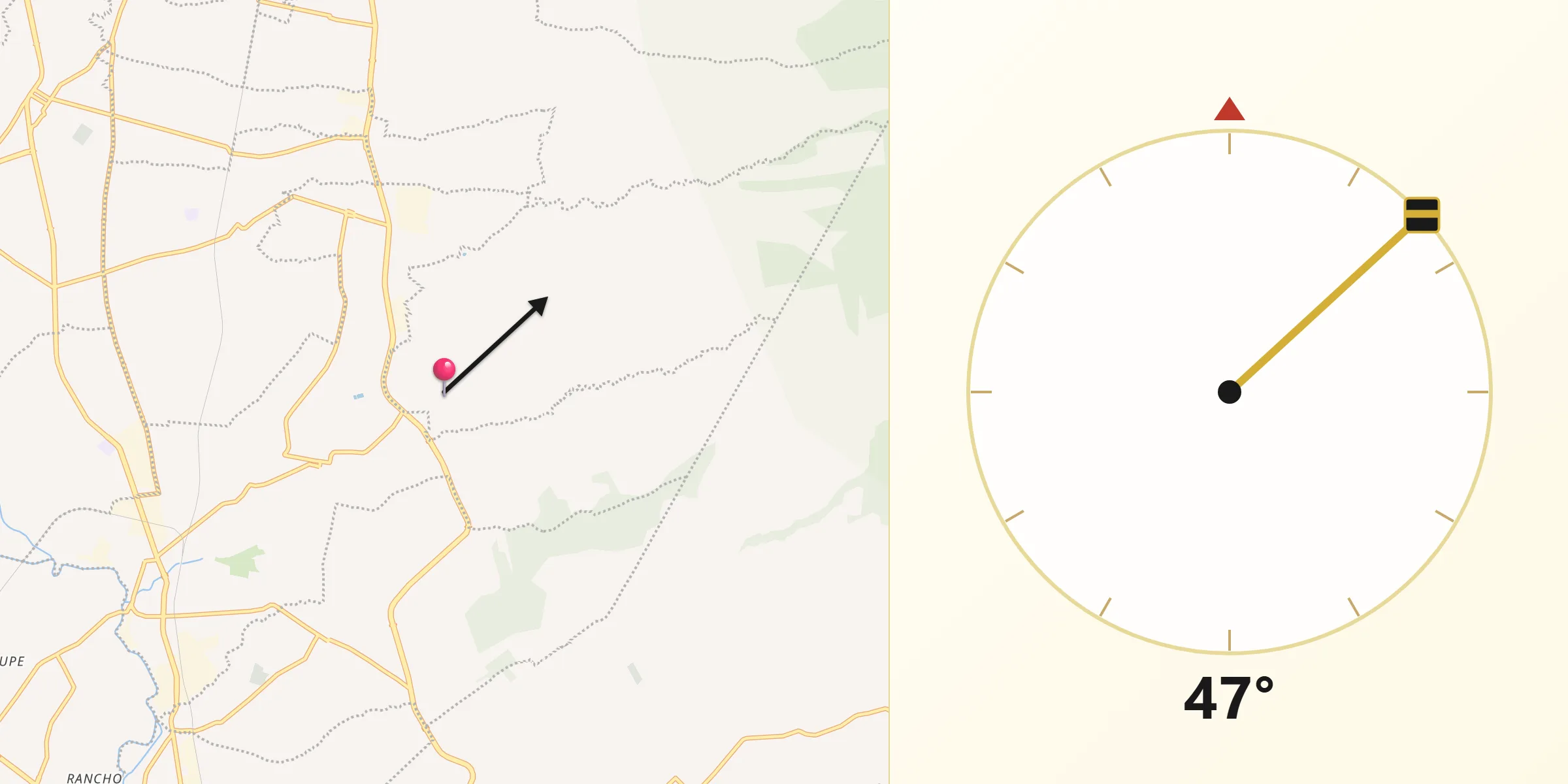 Dirección de la Qibla desde Mazatecochco
