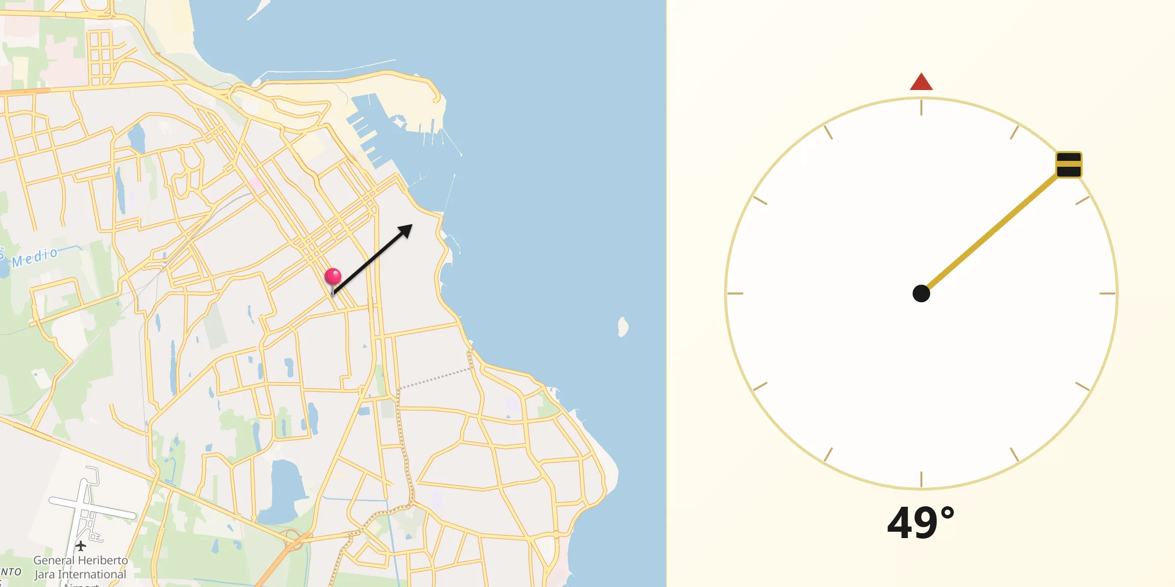 Dirección de la Qibla desde Veracruz