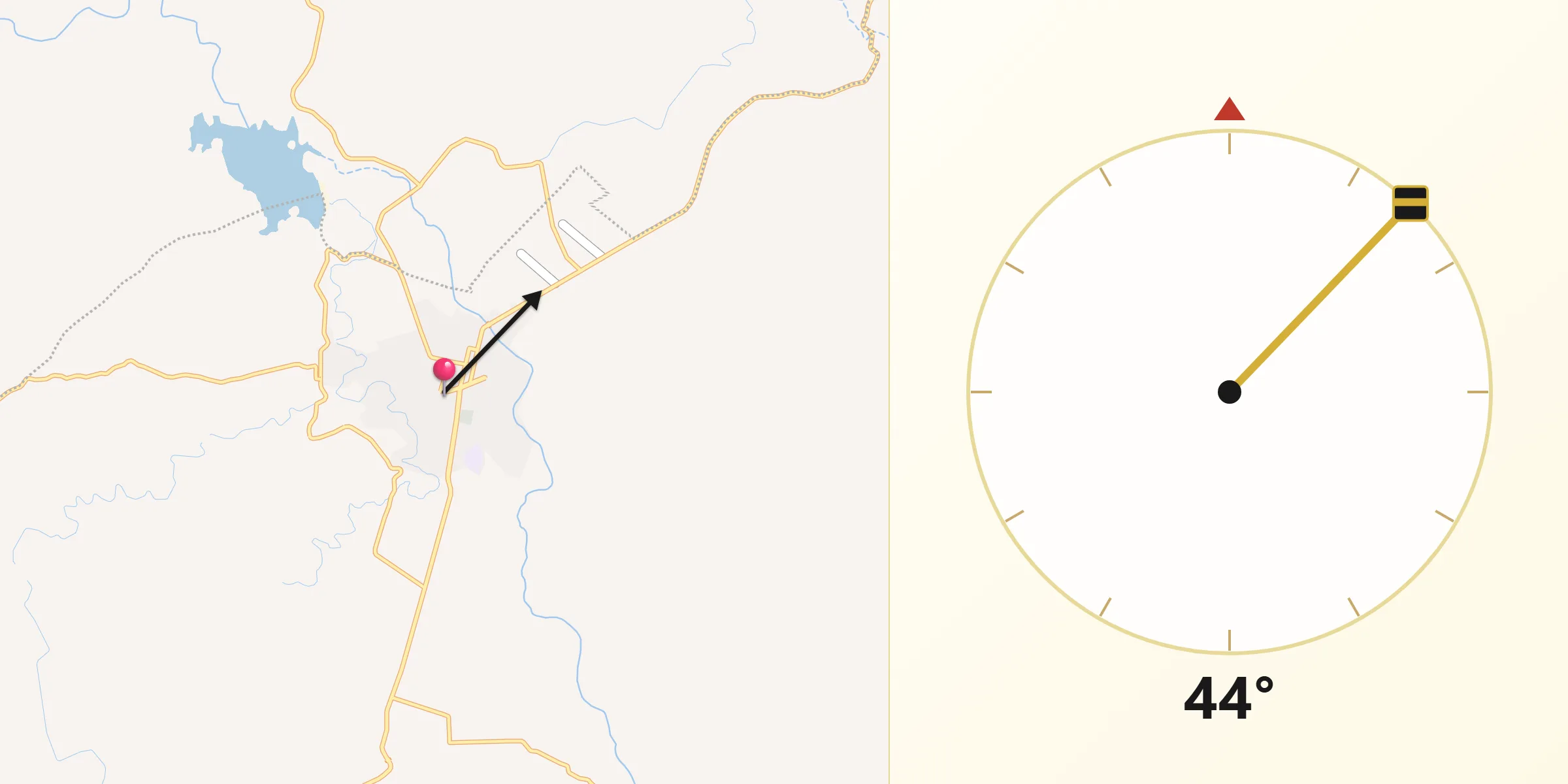 Dirección de la Qibla desde Tepalcatepec