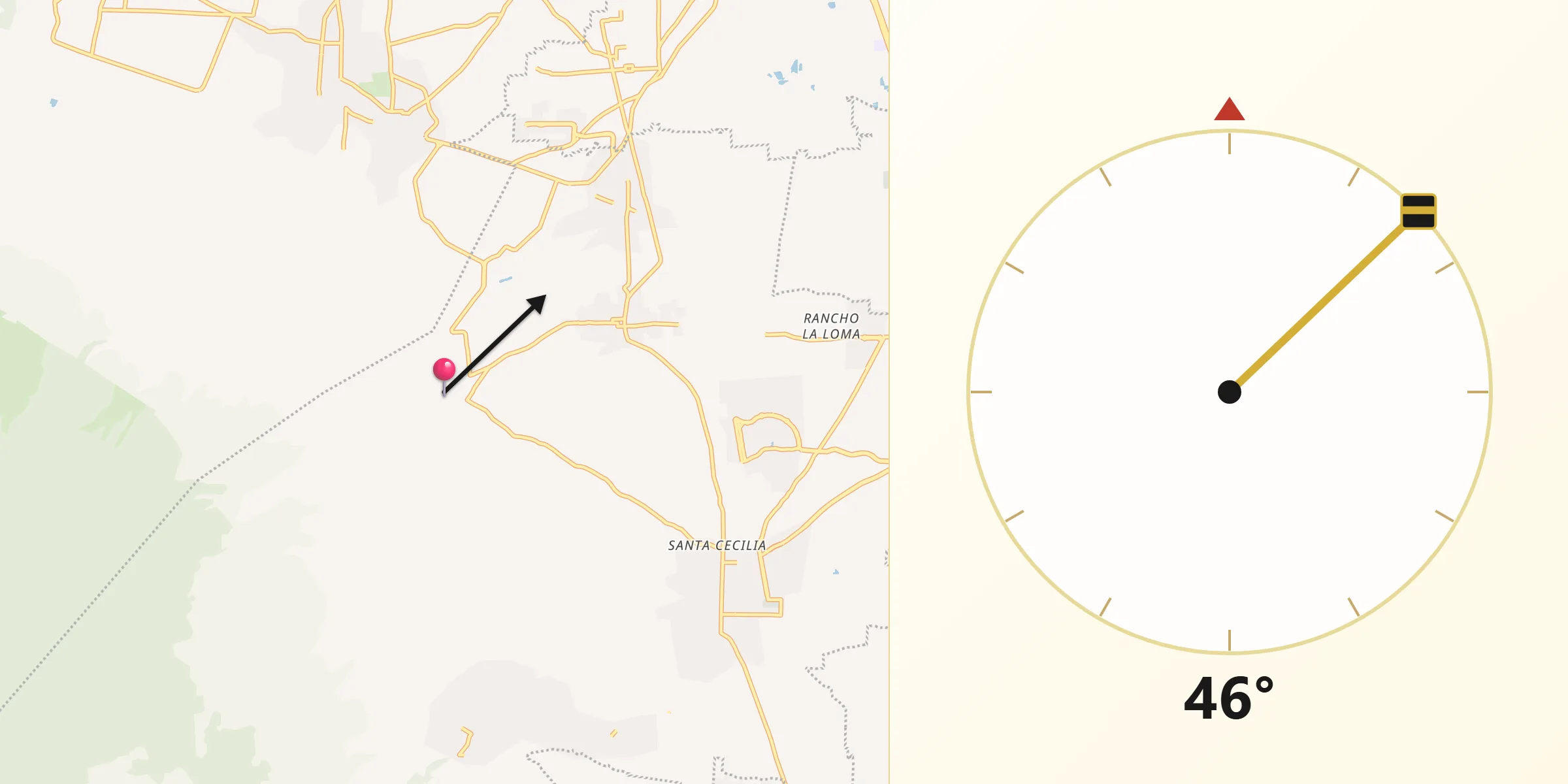 Dirección de la Qibla desde San Marcos de la Cruz