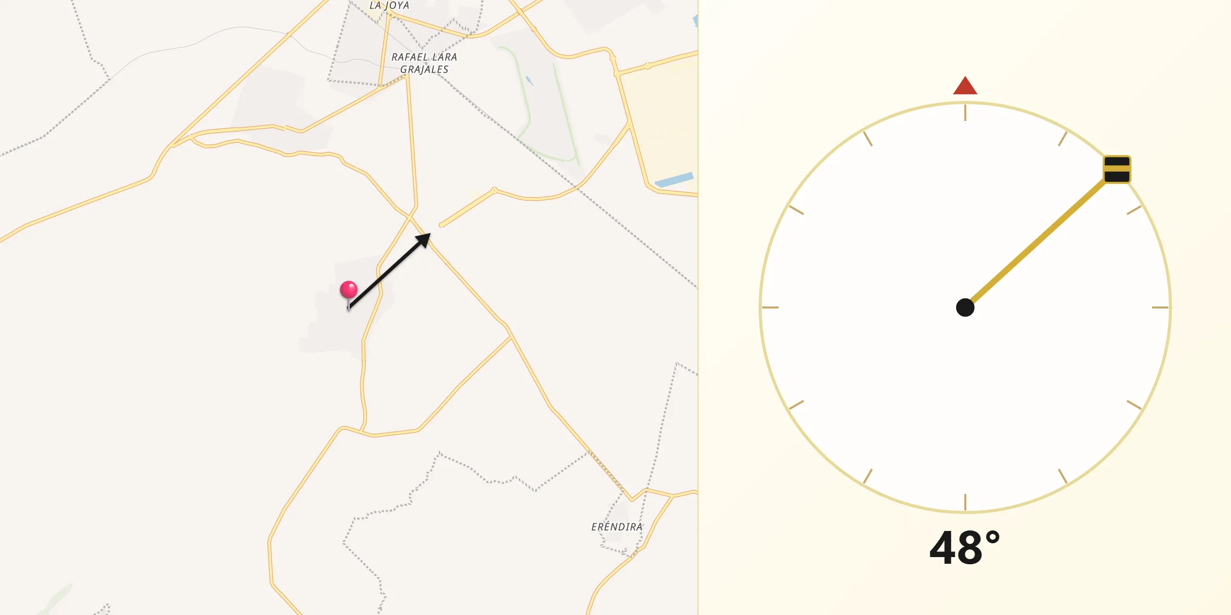 Dirección de la Qibla desde Santa María Ixtiyucán