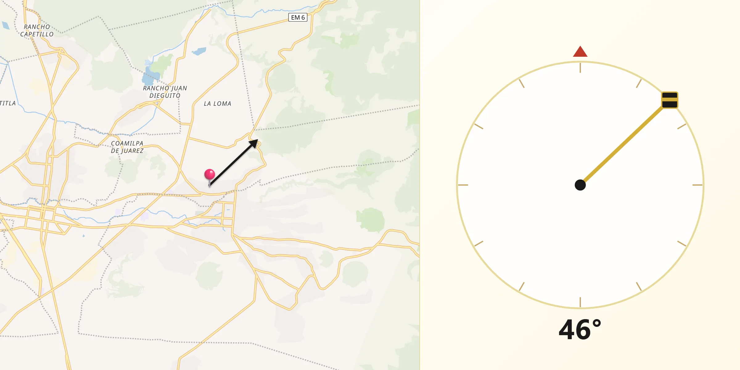 Dirección de la Qibla desde Santiago Tílapa