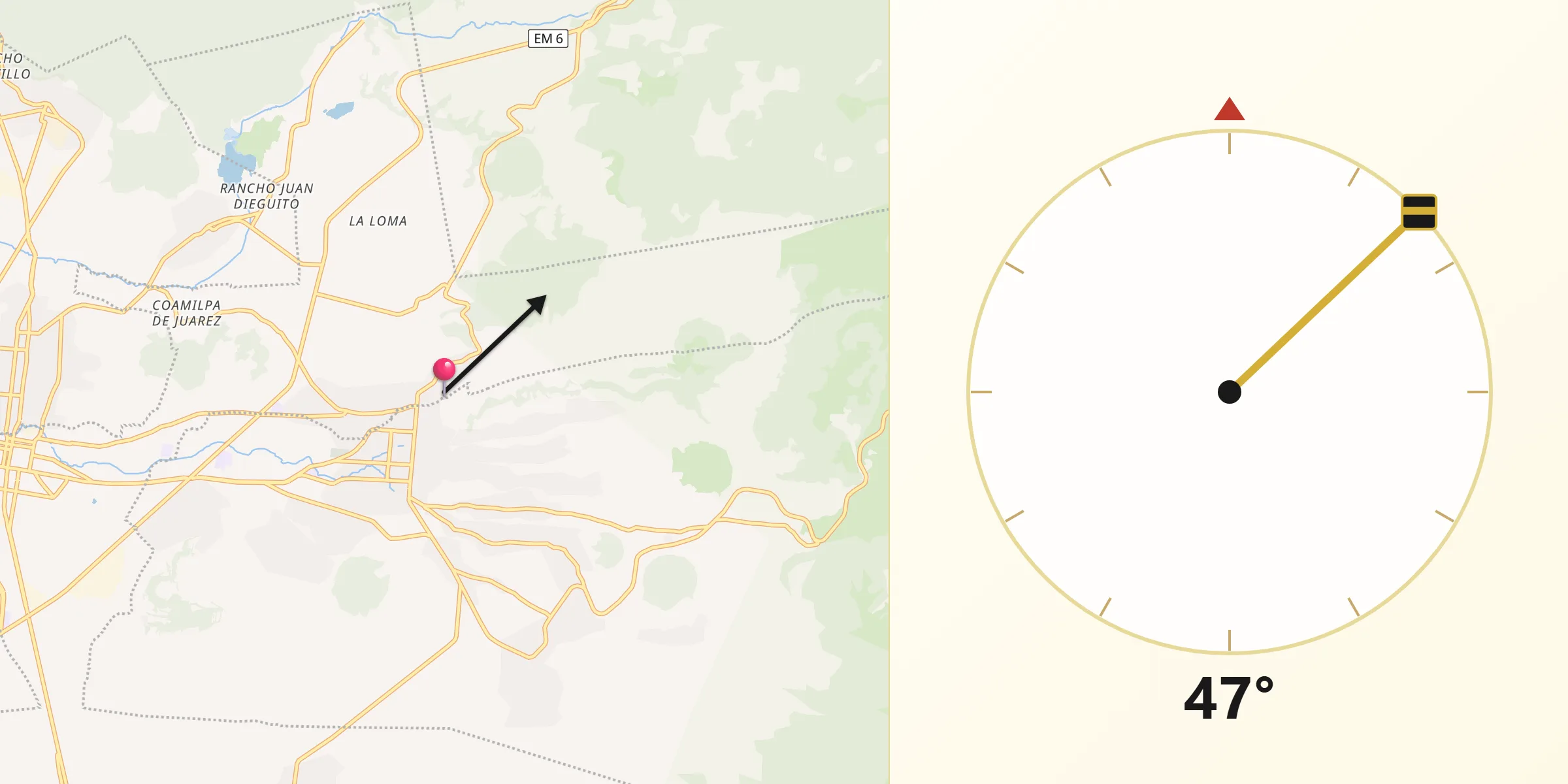 Dirección de la Qibla desde La Magdalena de los Reyes (La Magdalena)