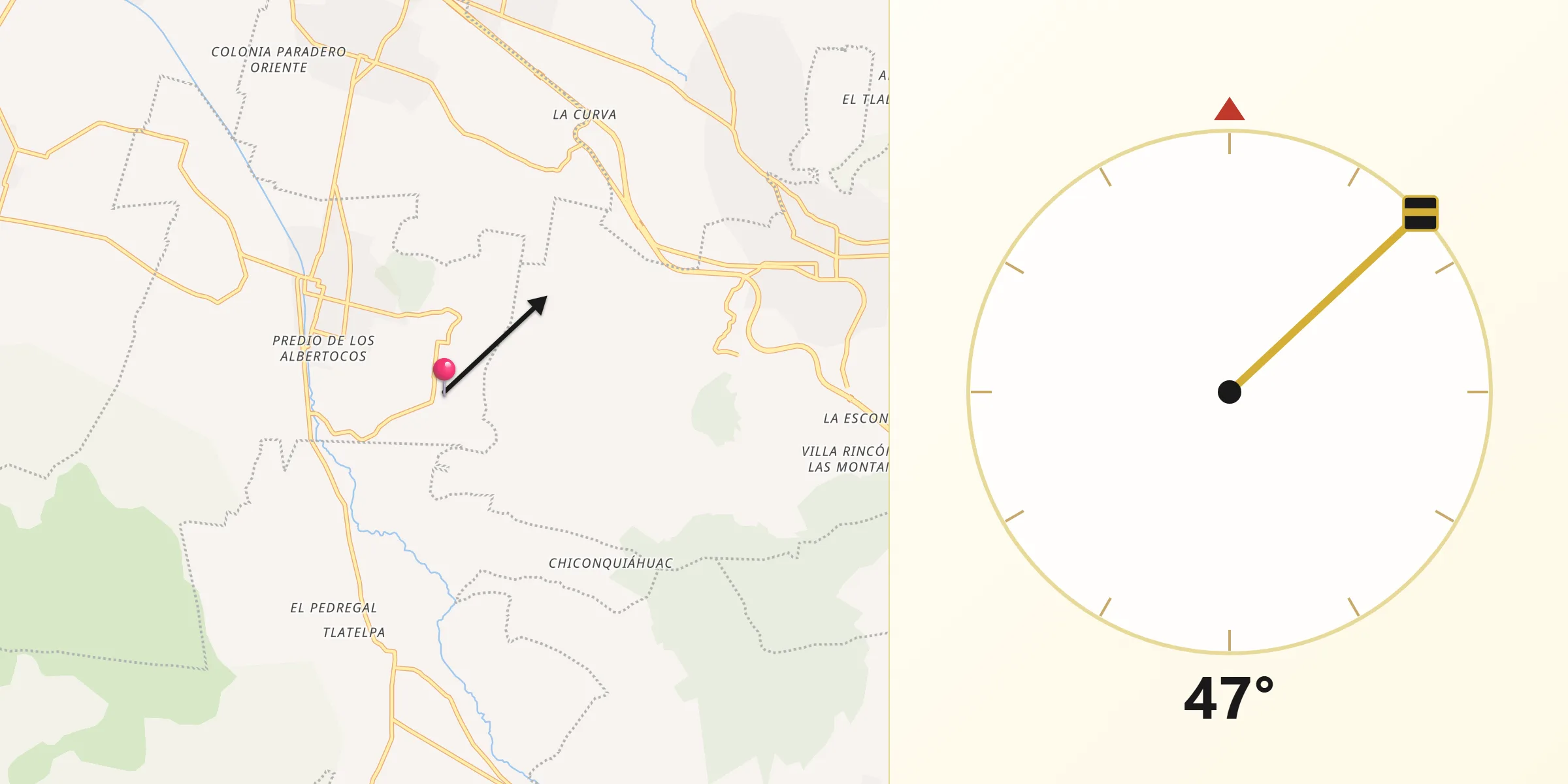 Dirección de la Qibla desde El Cabi