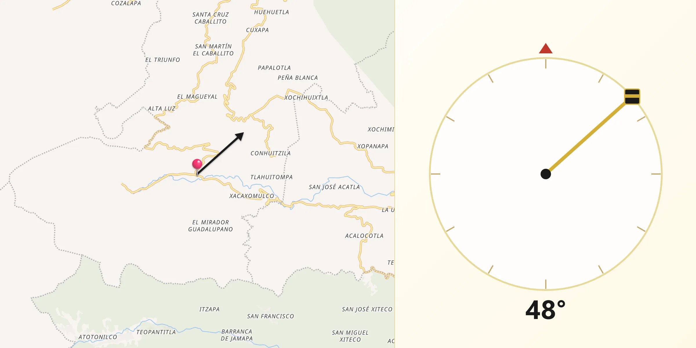 Dirección de la Qibla desde Rincón de los Reyes