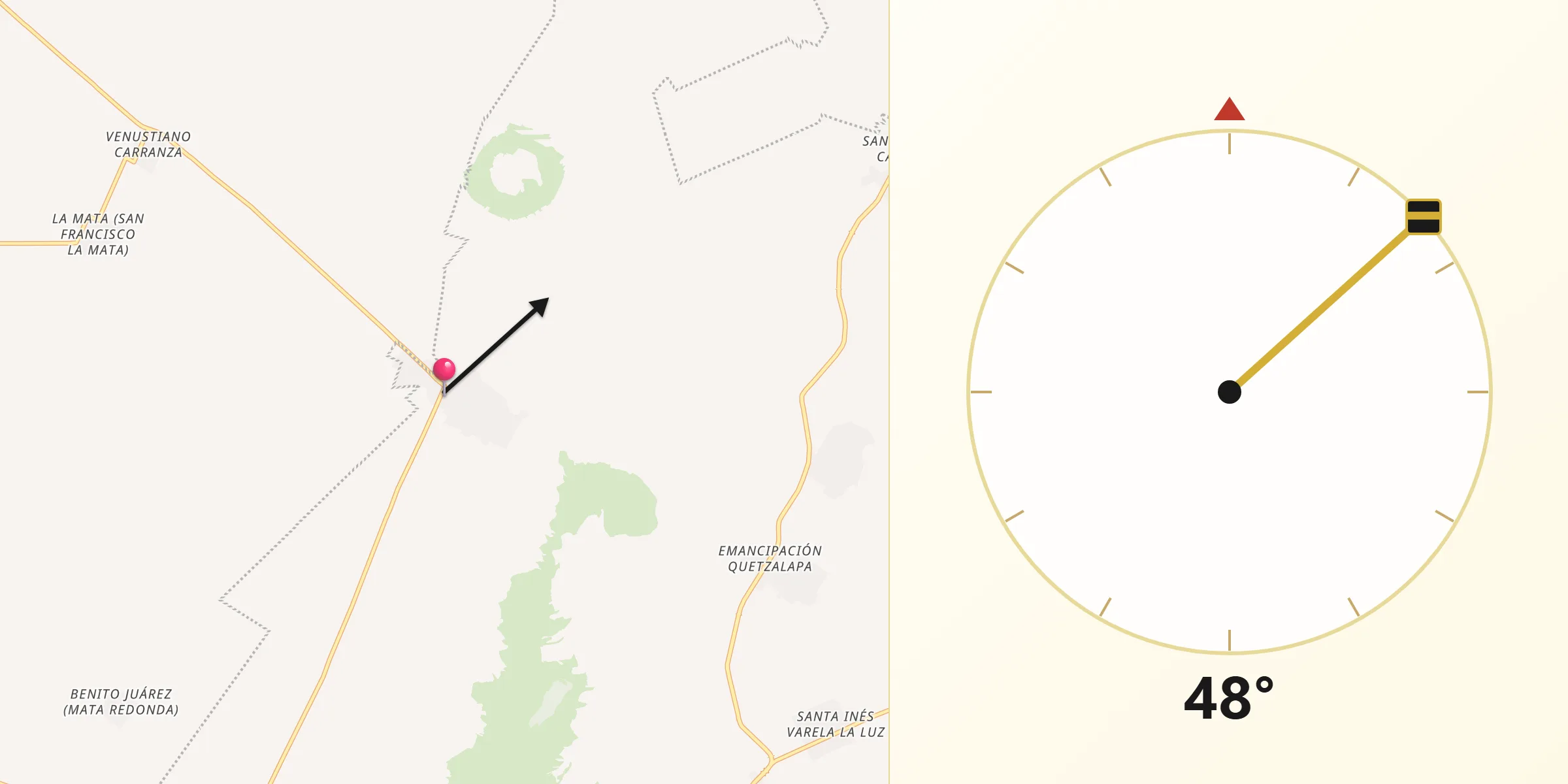 Dirección de la Qibla desde Álamos Tepetitlán