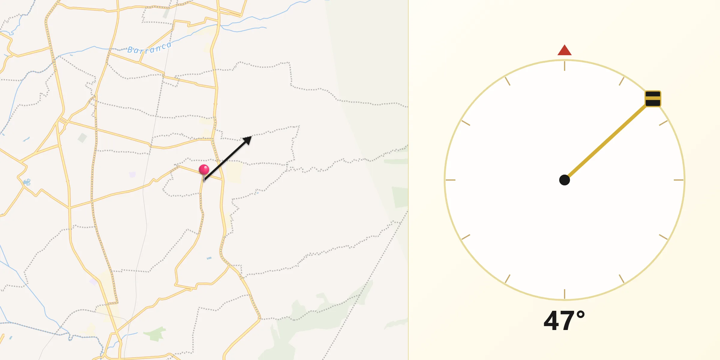 Dirección de la Qibla desde San Marcos Contla