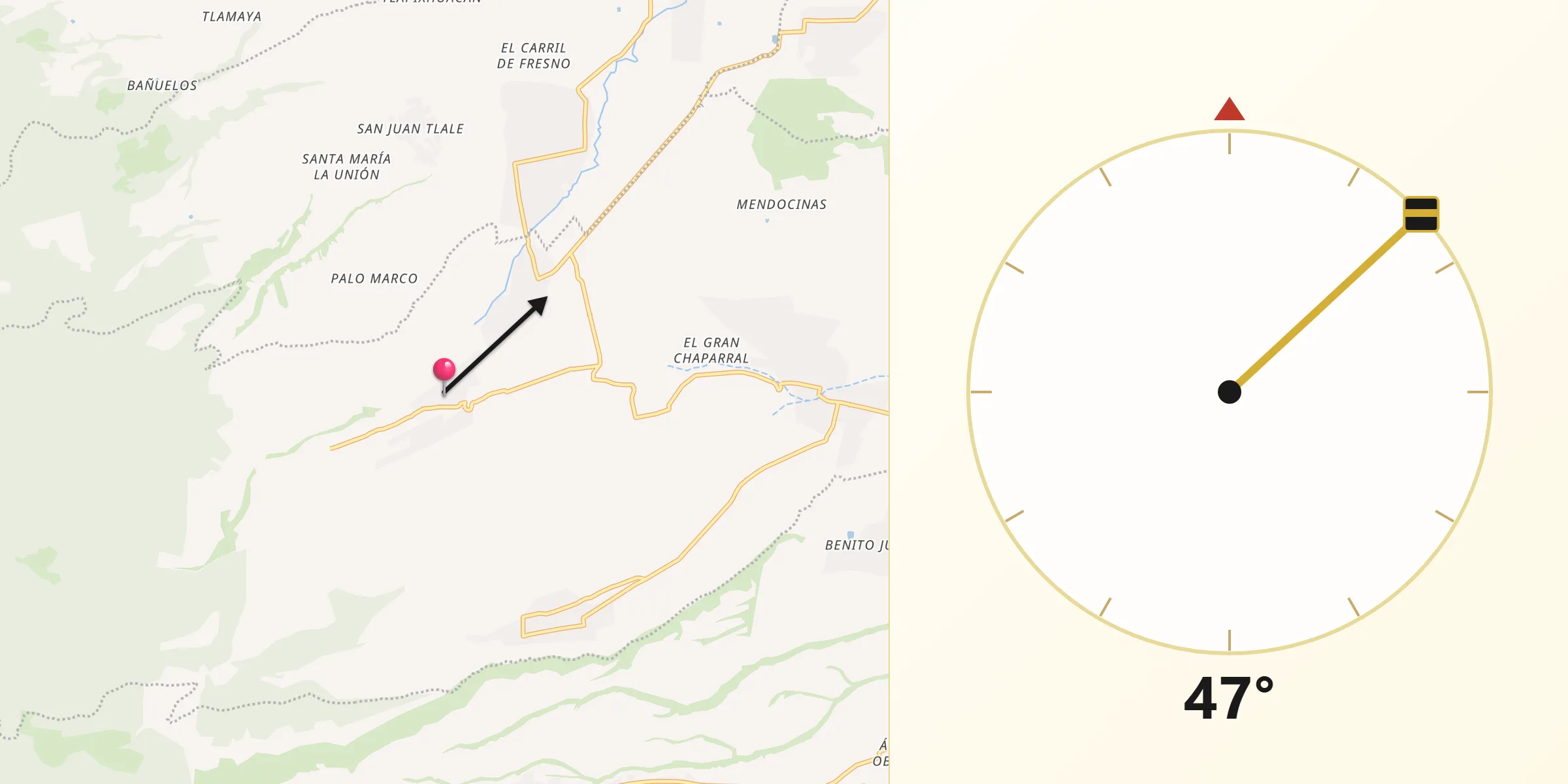 Dirección de la Qibla desde San Agustín Atzompa