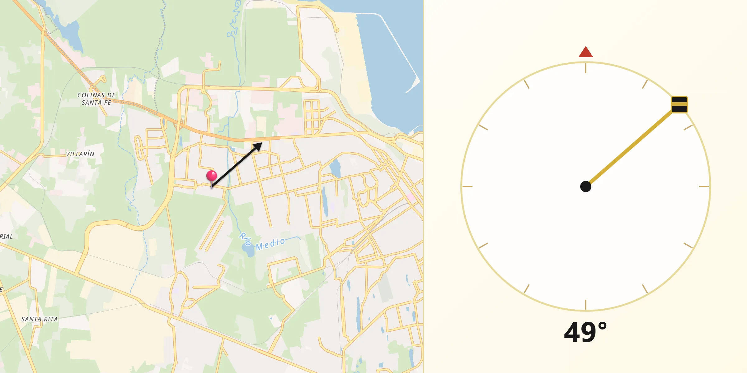 Dirección de la Qibla desde Los Torrentes