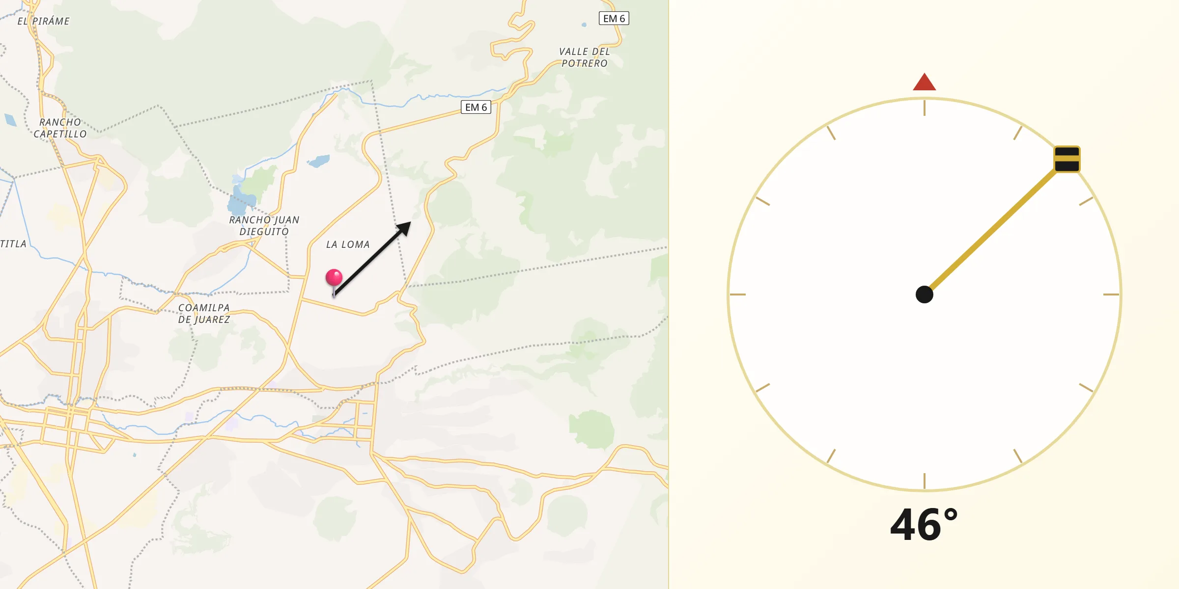 Dirección de la Qibla desde San Felipe el Mirasol