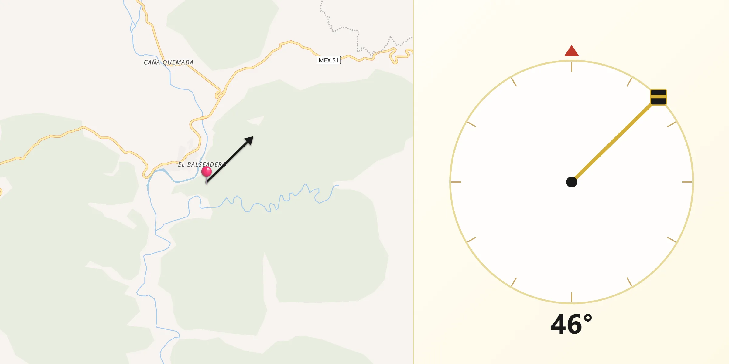 Dirección de la Qibla desde Tuzantla