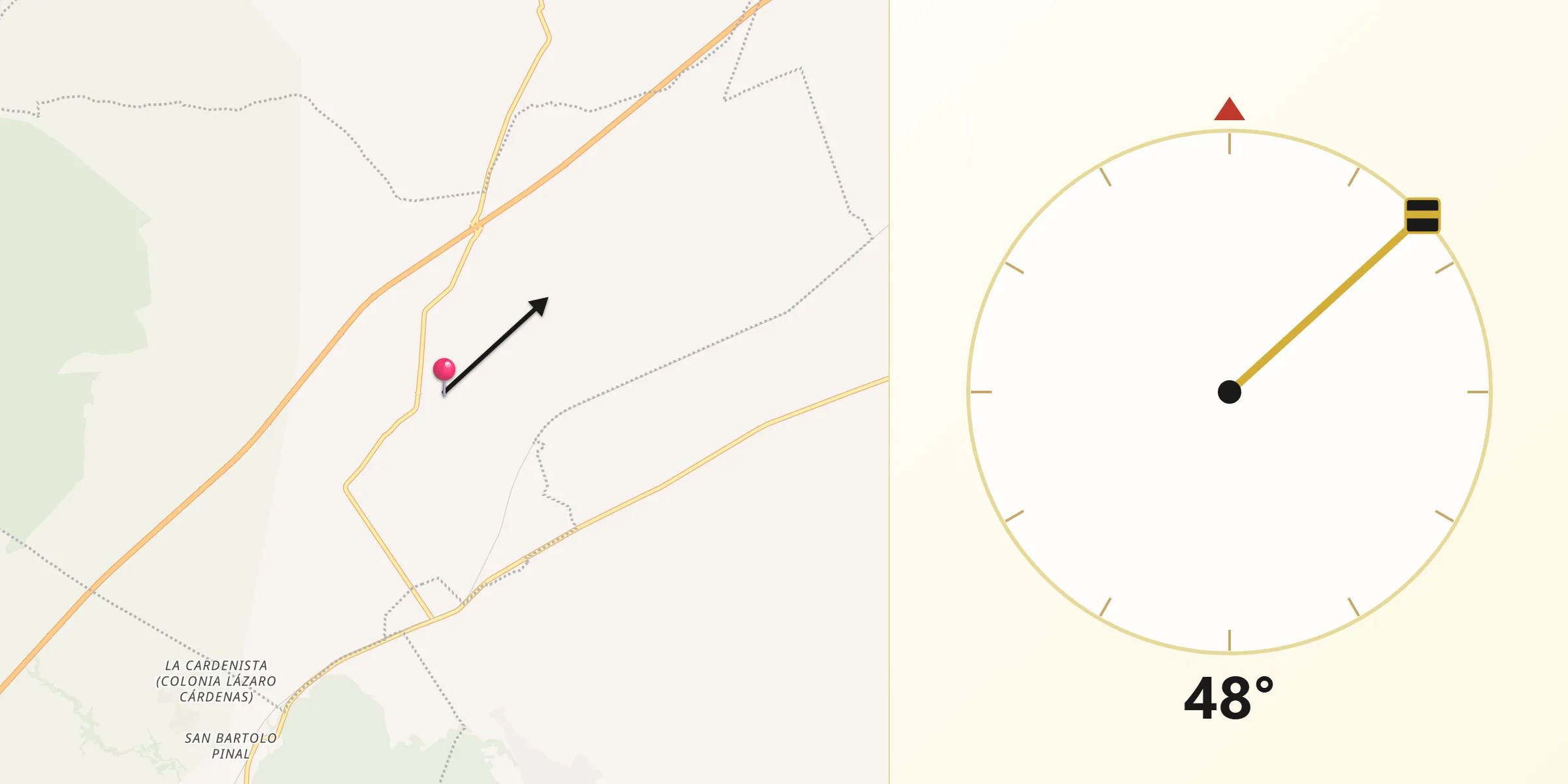 Dirección de la Qibla desde Zitlaltépec