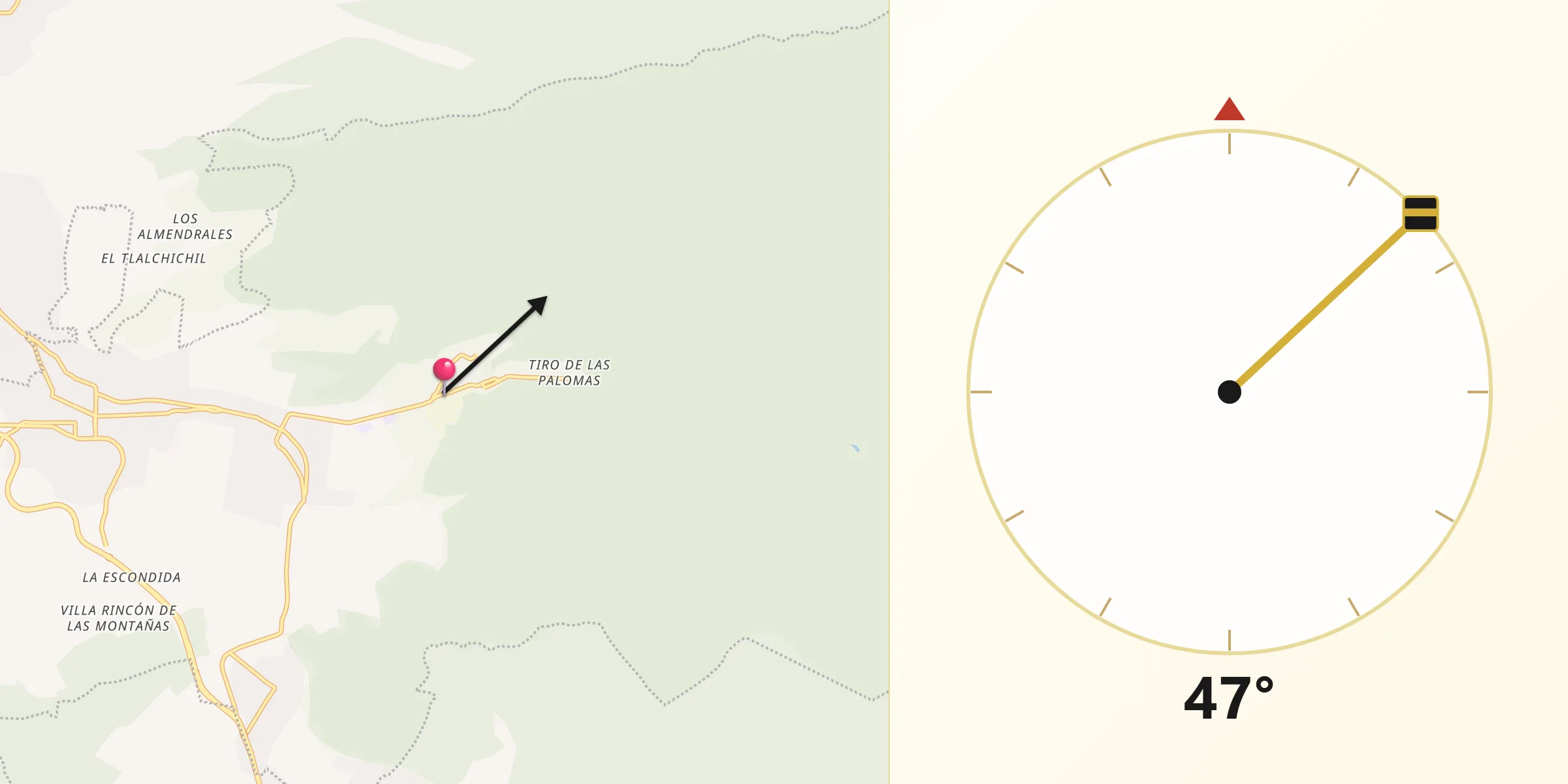 Dirección de la Qibla desde San Rafael