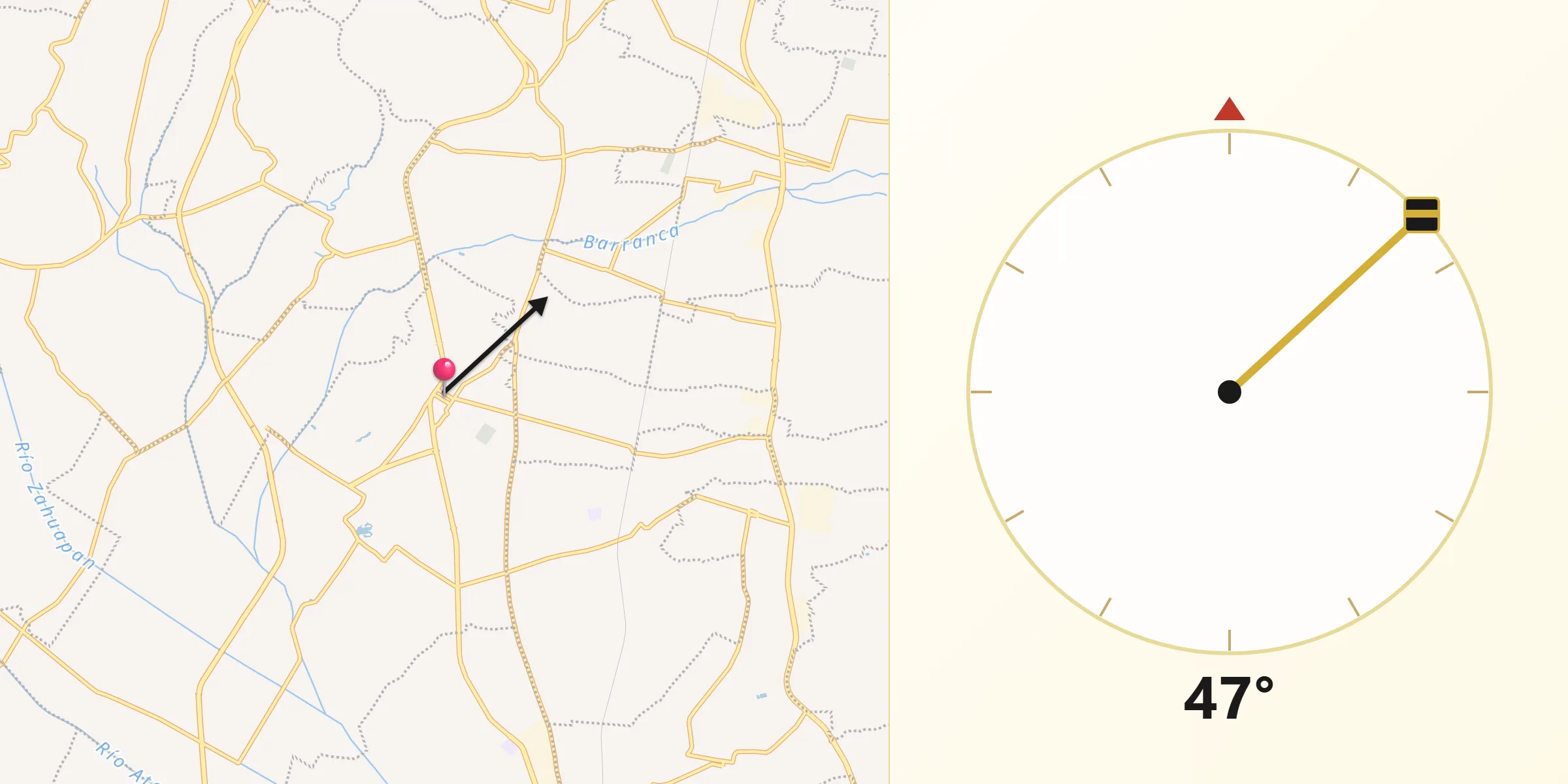Dirección de la Qibla desde Zacatelco