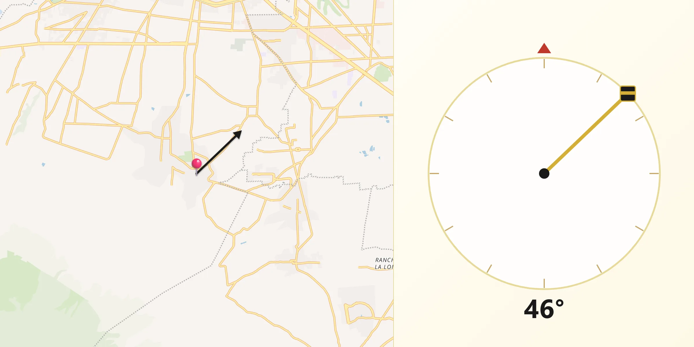 Dirección de la Qibla desde San Juan Tilapa