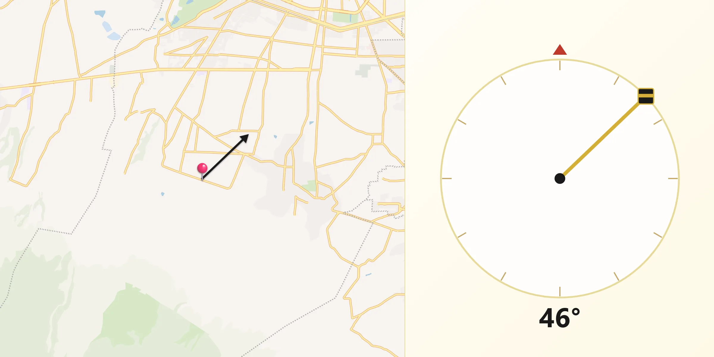 Dirección de la Qibla desde Colonia el Refugio