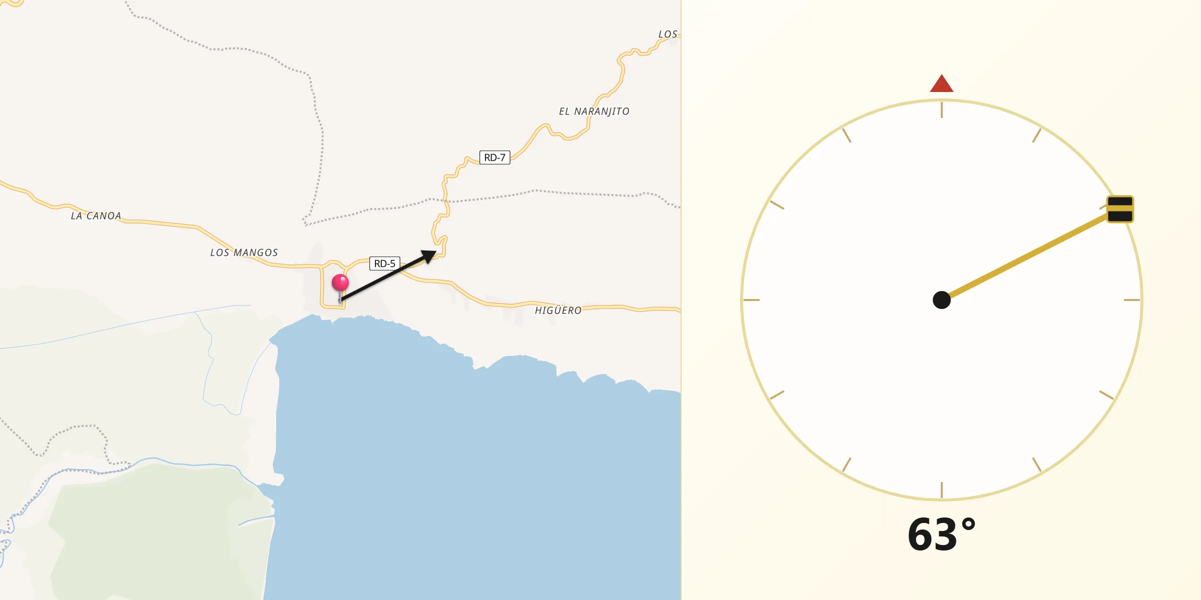 Dirección de la Qibla desde Sánchez