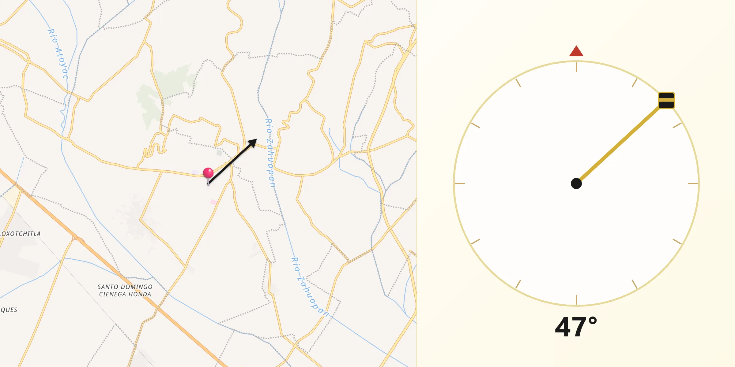 Dirección de la Qibla desde Santo Tomás la Concordia