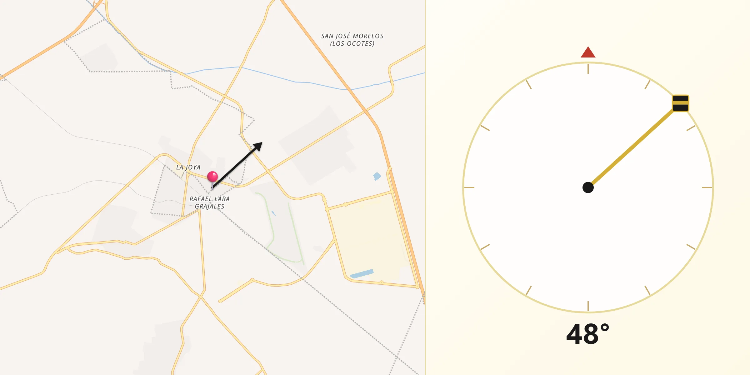 Dirección de la Qibla desde Colonia Obrera