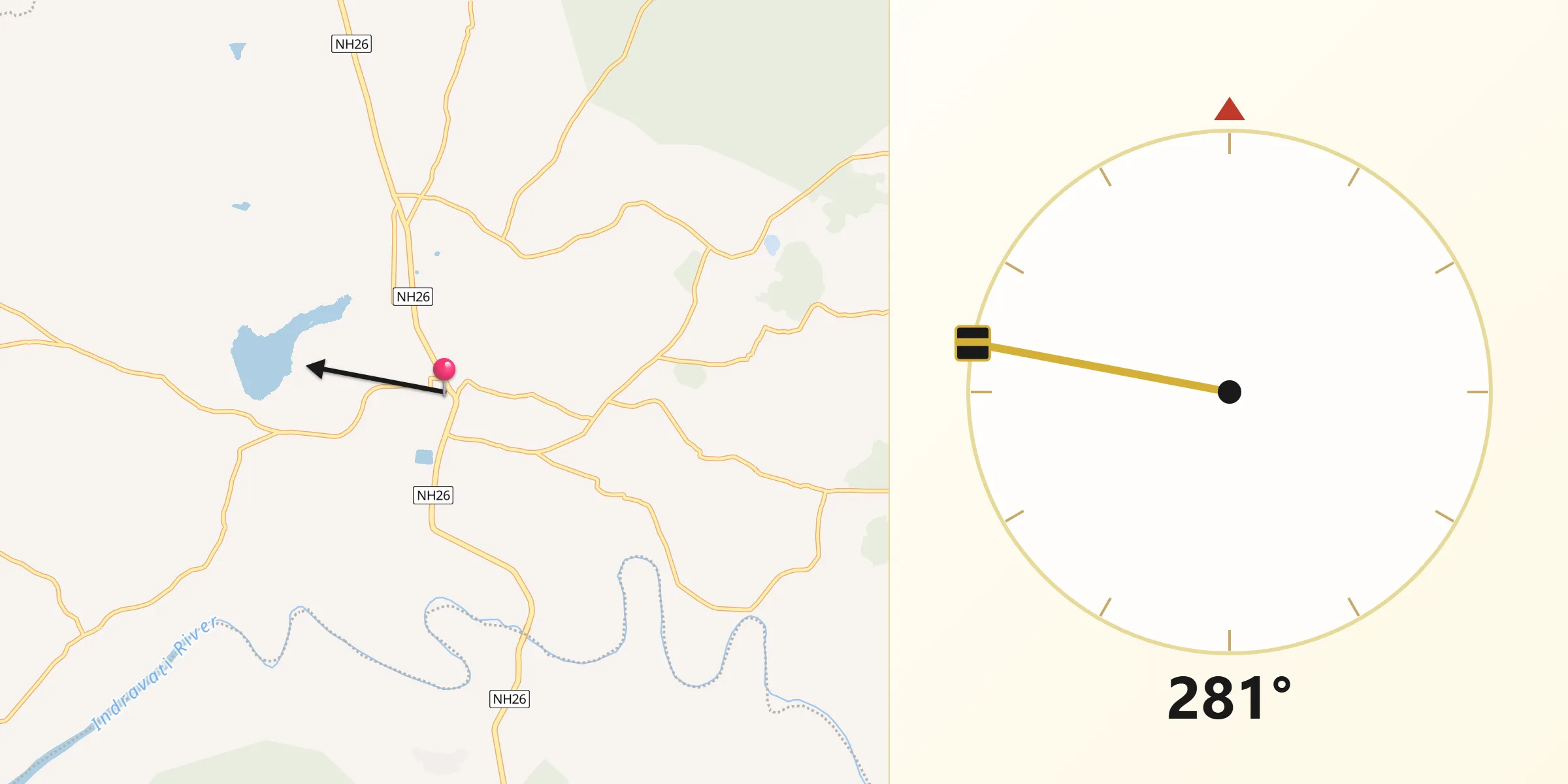 Qibla Direction from Nowrangapur