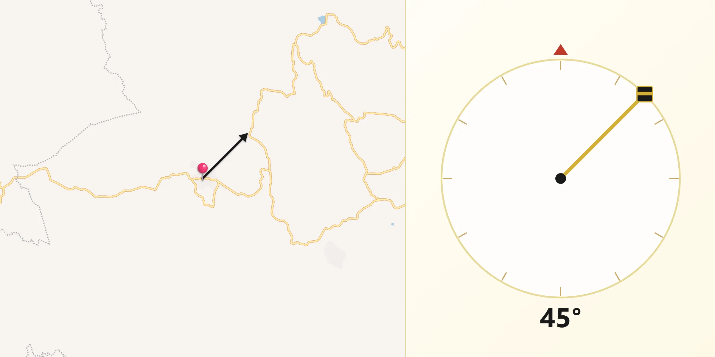Dirección de la Qibla desde Tecario