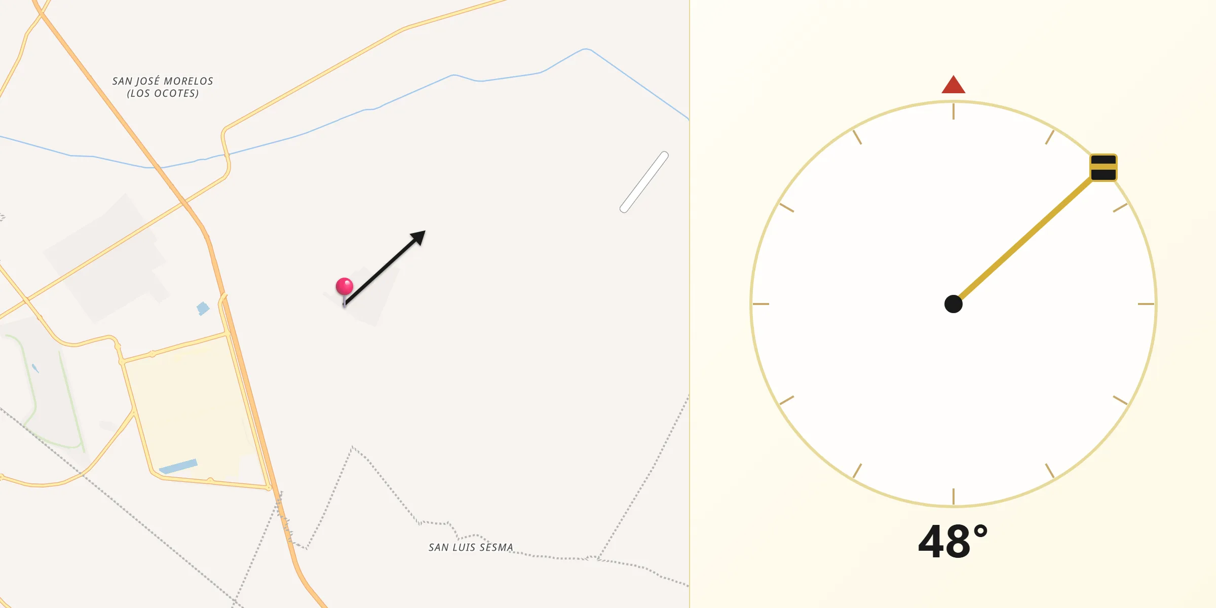 Dirección de la Qibla desde San José Ozumba