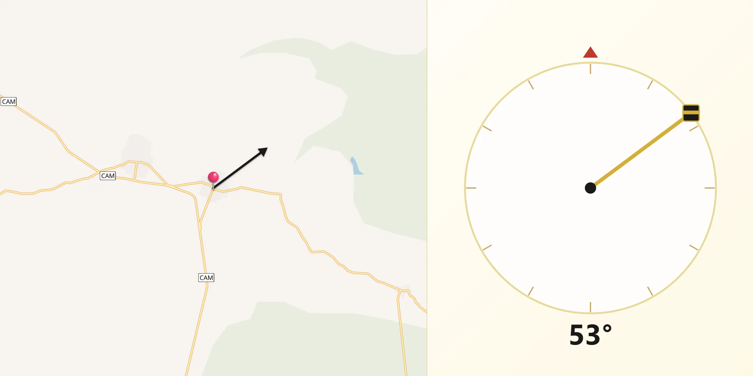 Dirección de la Qibla desde Xmabén