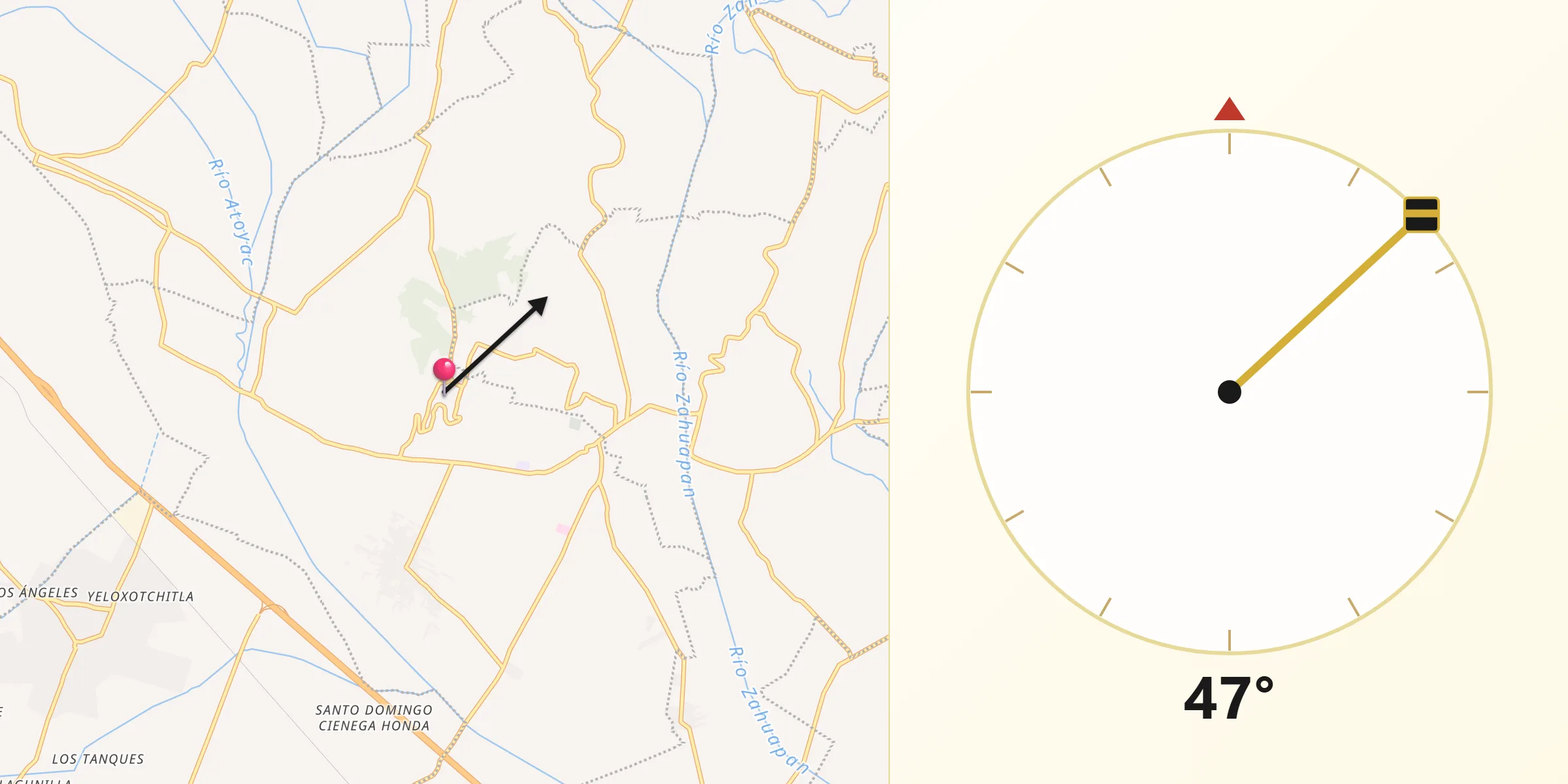 Dirección de la Qibla desde San Miguel del Milagro