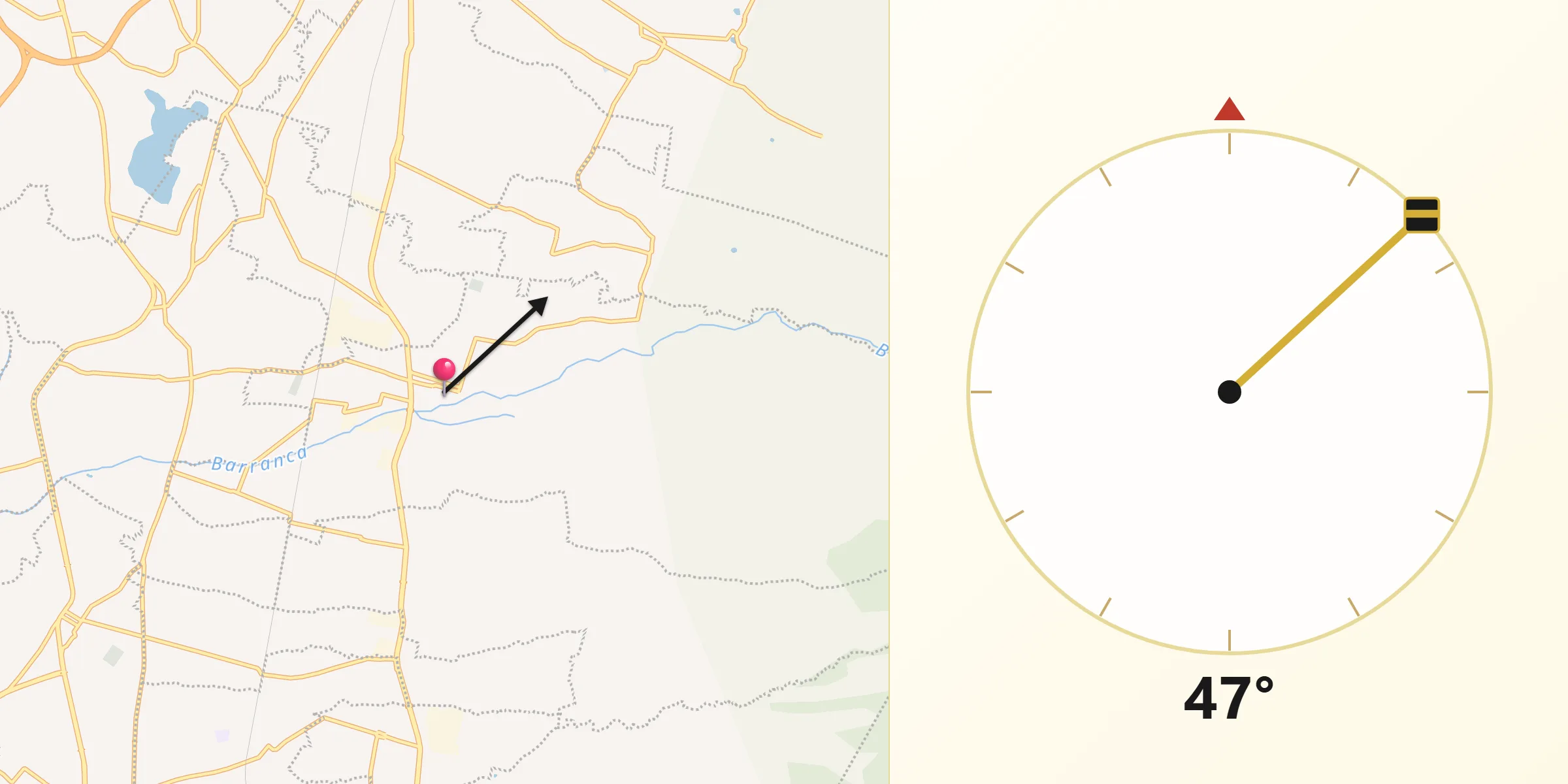 Dirección de la Qibla desde Teolocholco