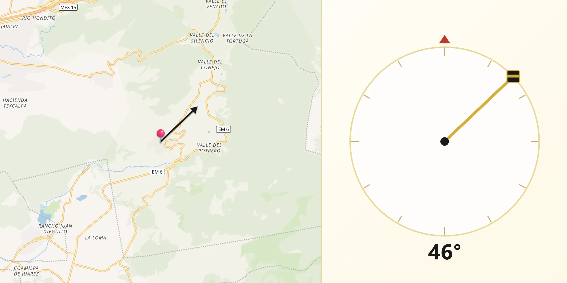Dirección de la Qibla desde San Pedro Atlapulco