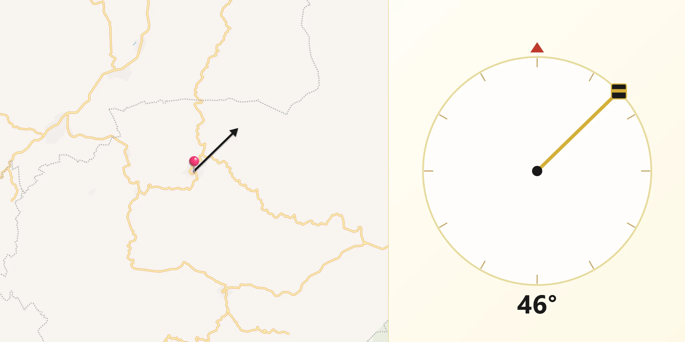 Dirección de la Qibla desde Rancho Viejo