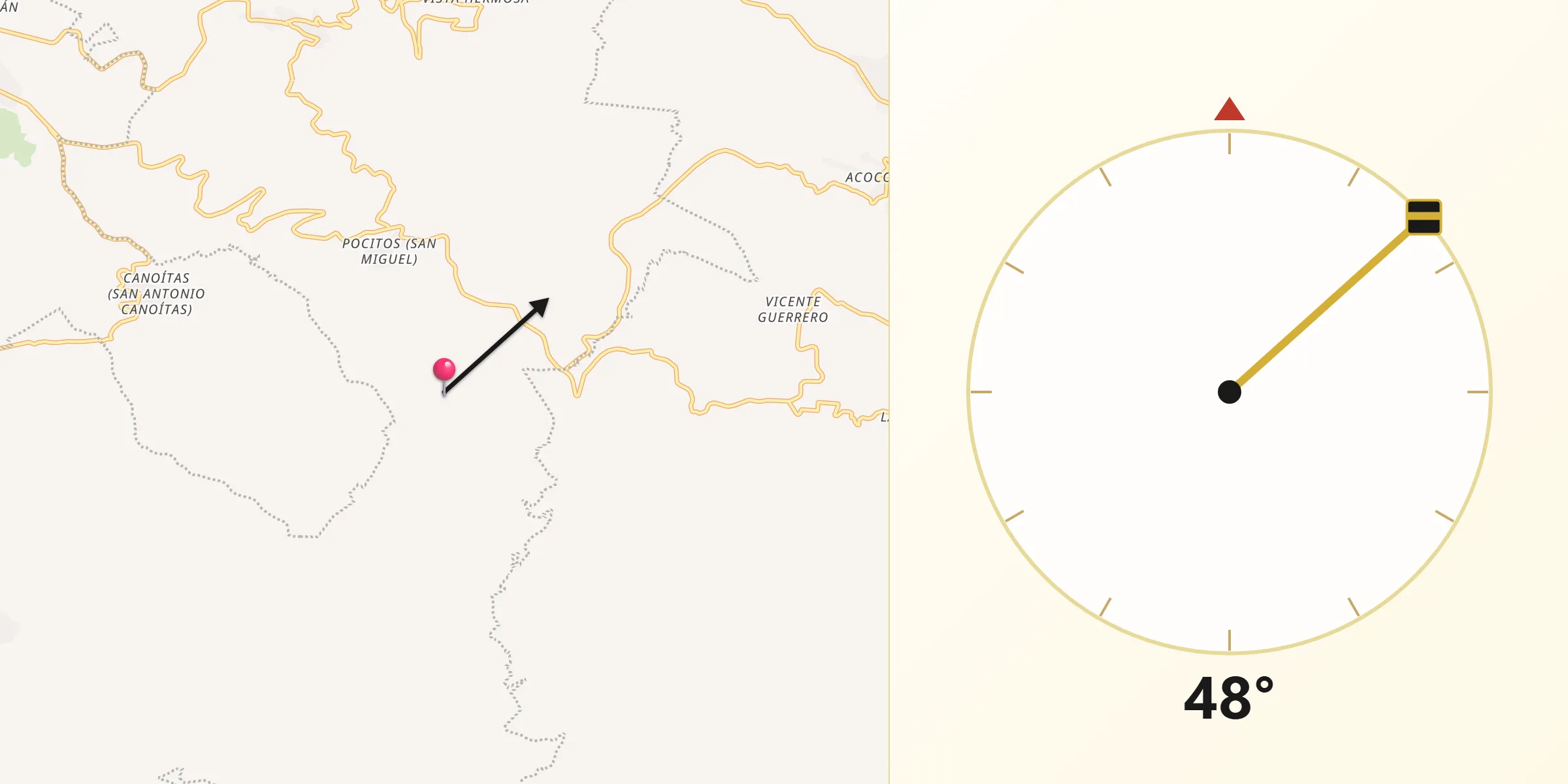 Dirección de la Qibla desde Tlanalapan