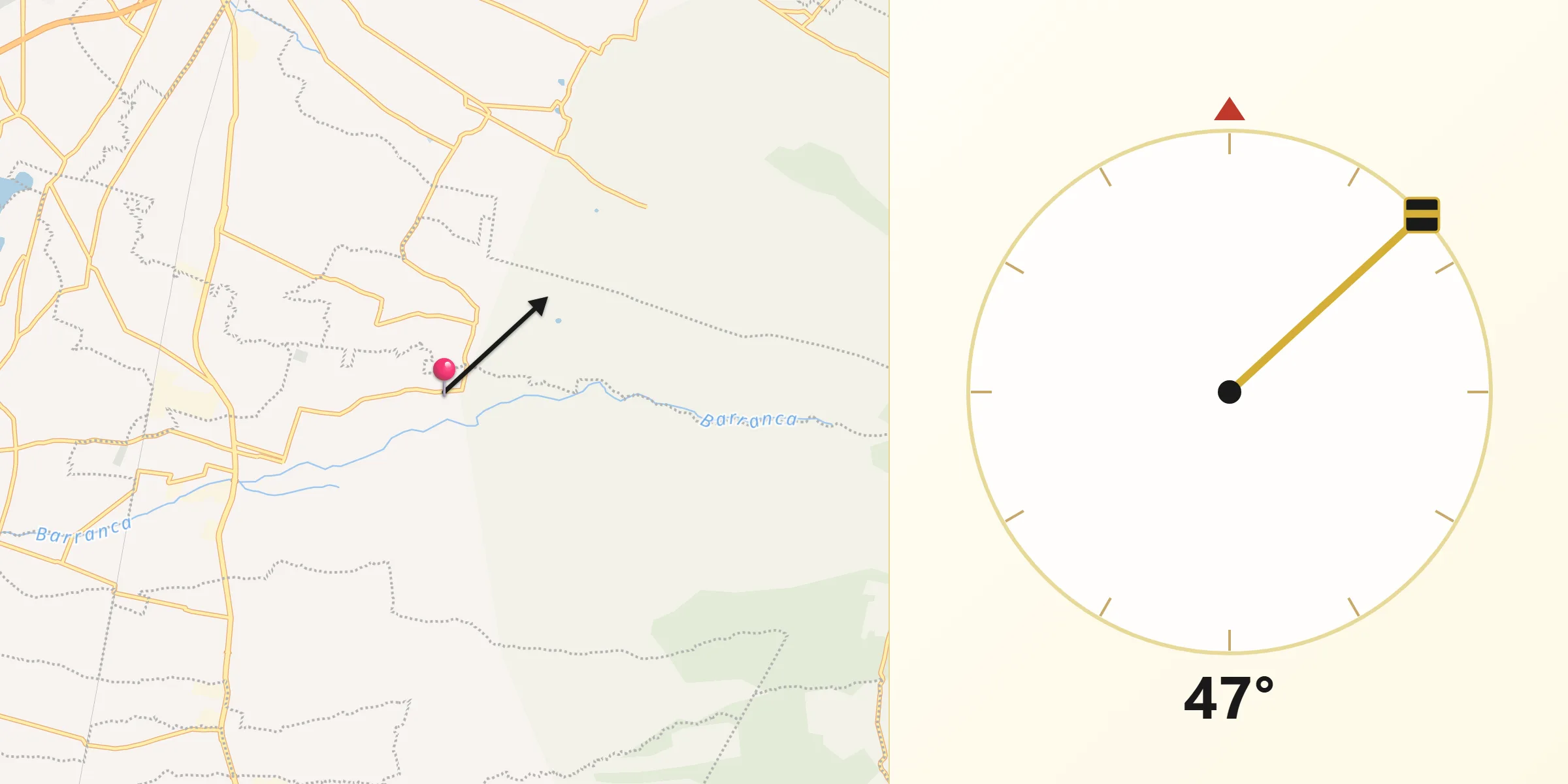 Dirección de la Qibla desde Acxotla del Monte