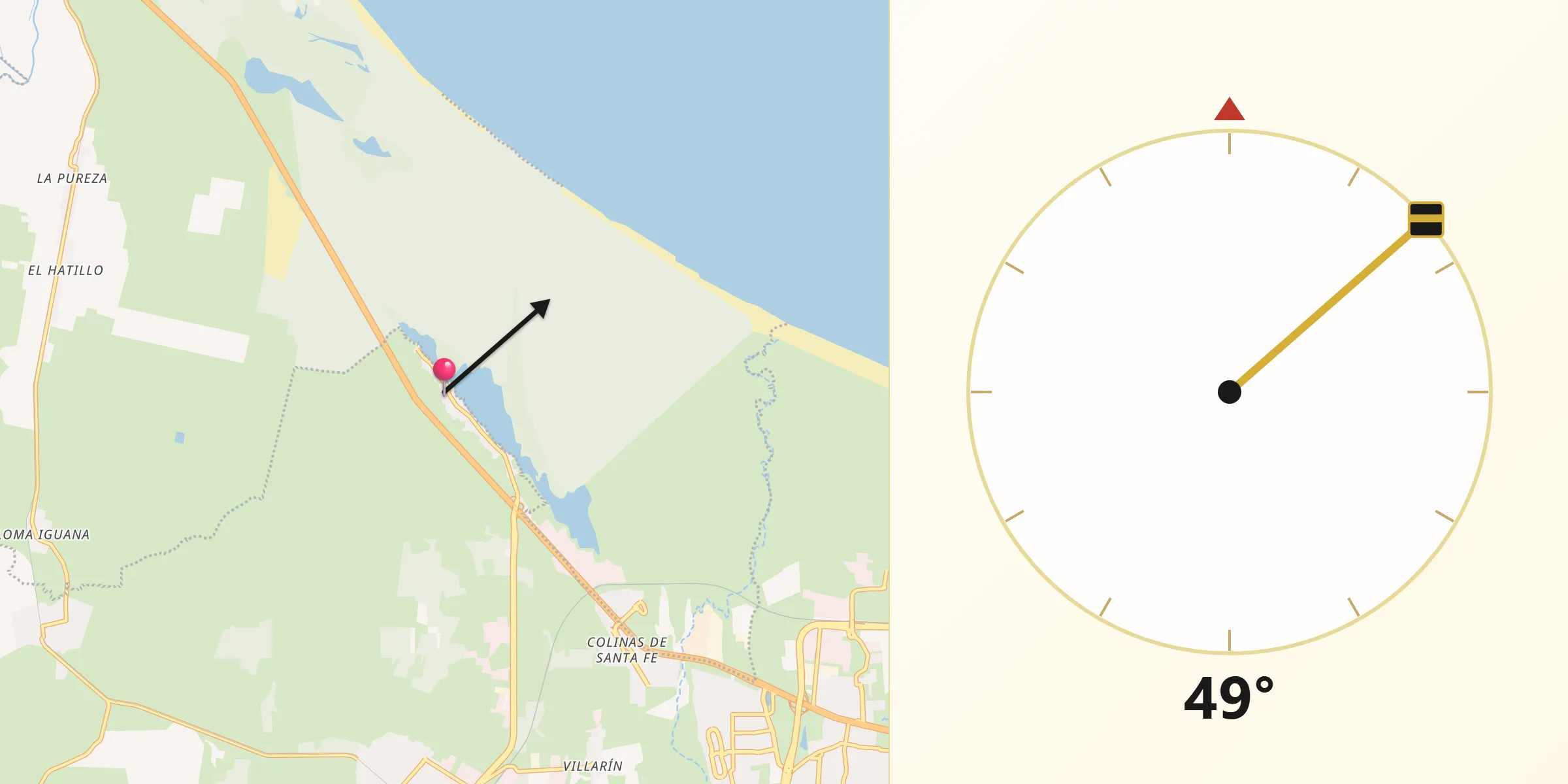 Dirección de la Qibla desde San Julián