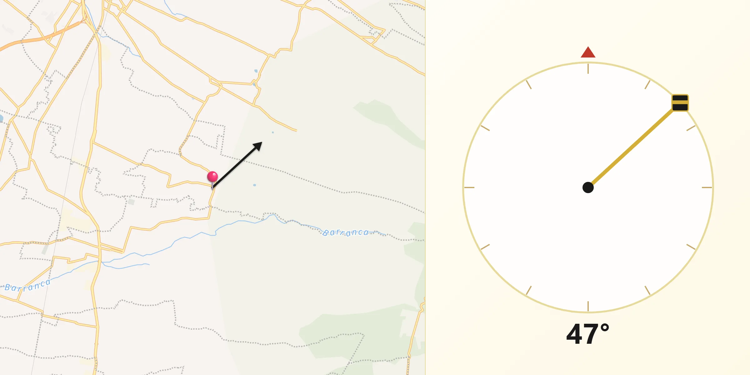 Dirección de la Qibla desde Tetlanohcán
