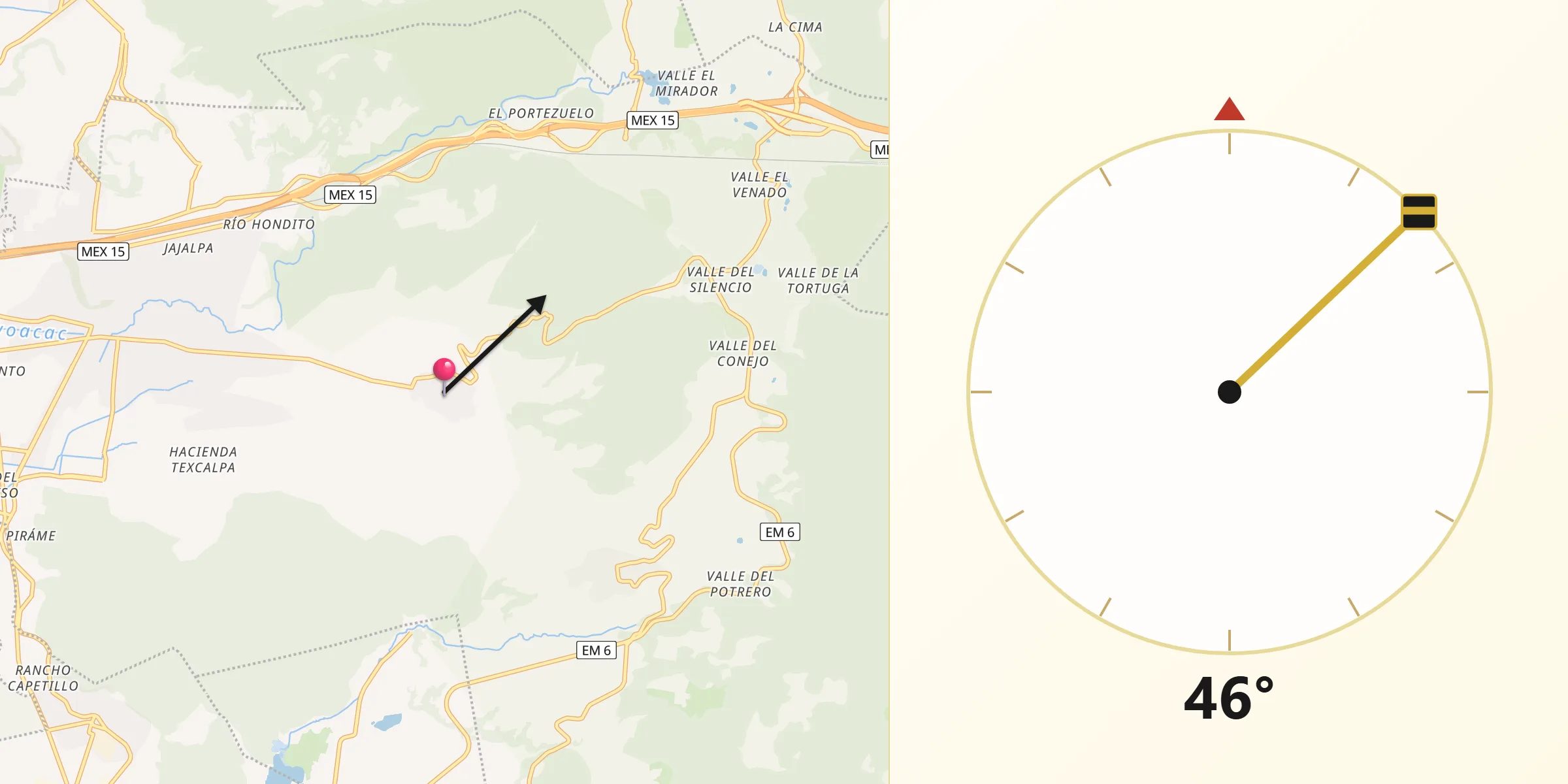 Dirección de la Qibla desde San Jerónimo Acazulco