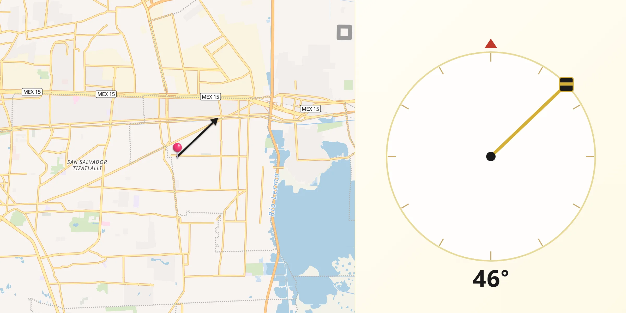 Dirección de la Qibla desde Santa María la Asunción