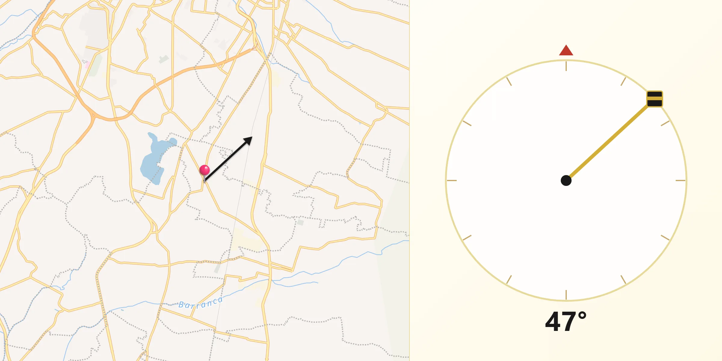 Dirección de la Qibla desde Santa Isabel Xiloxoxtla