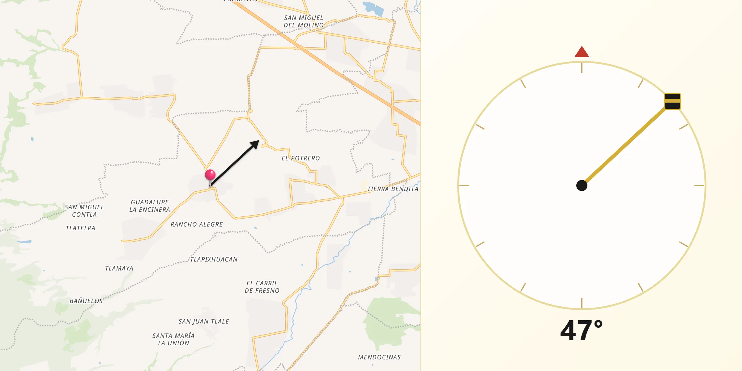 Dirección de la Qibla desde San Salvador el Verde