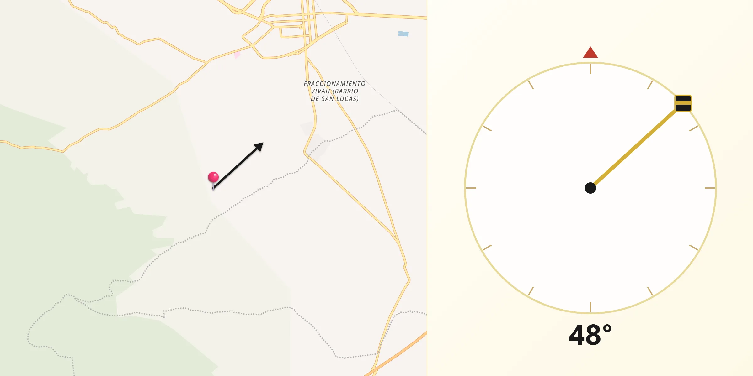 Dirección de la Qibla desde Los Pilares