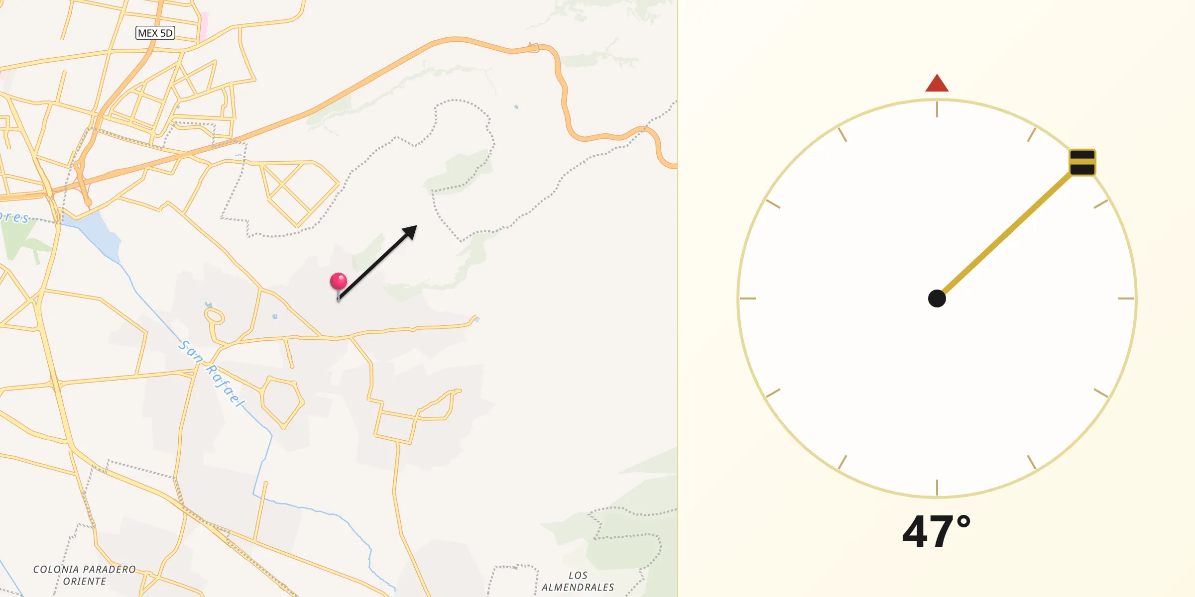 Dirección de la Qibla desde San Martín Cuautlalpan