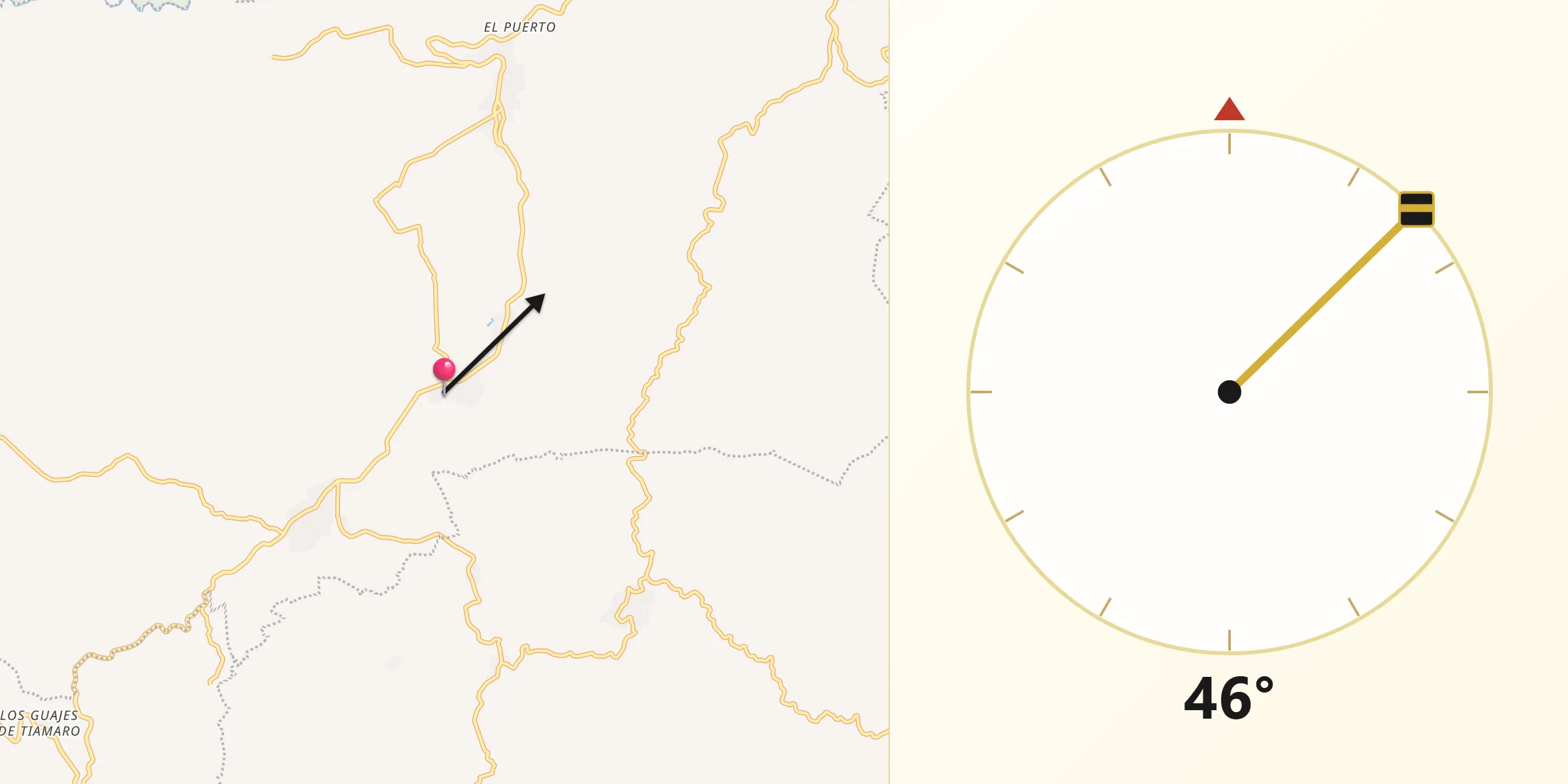 Dirección de la Qibla desde Santa Ana de Guerrero (El Cascabel)